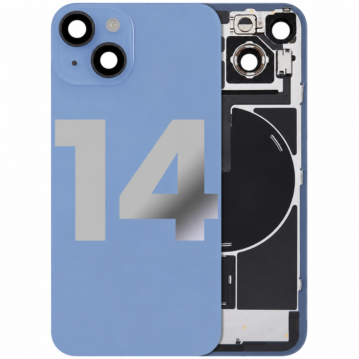 Back Glass w/ MagSafe Magnet & NFC & Flashlight Flex For iPhone 14 (Pull) (Blue)