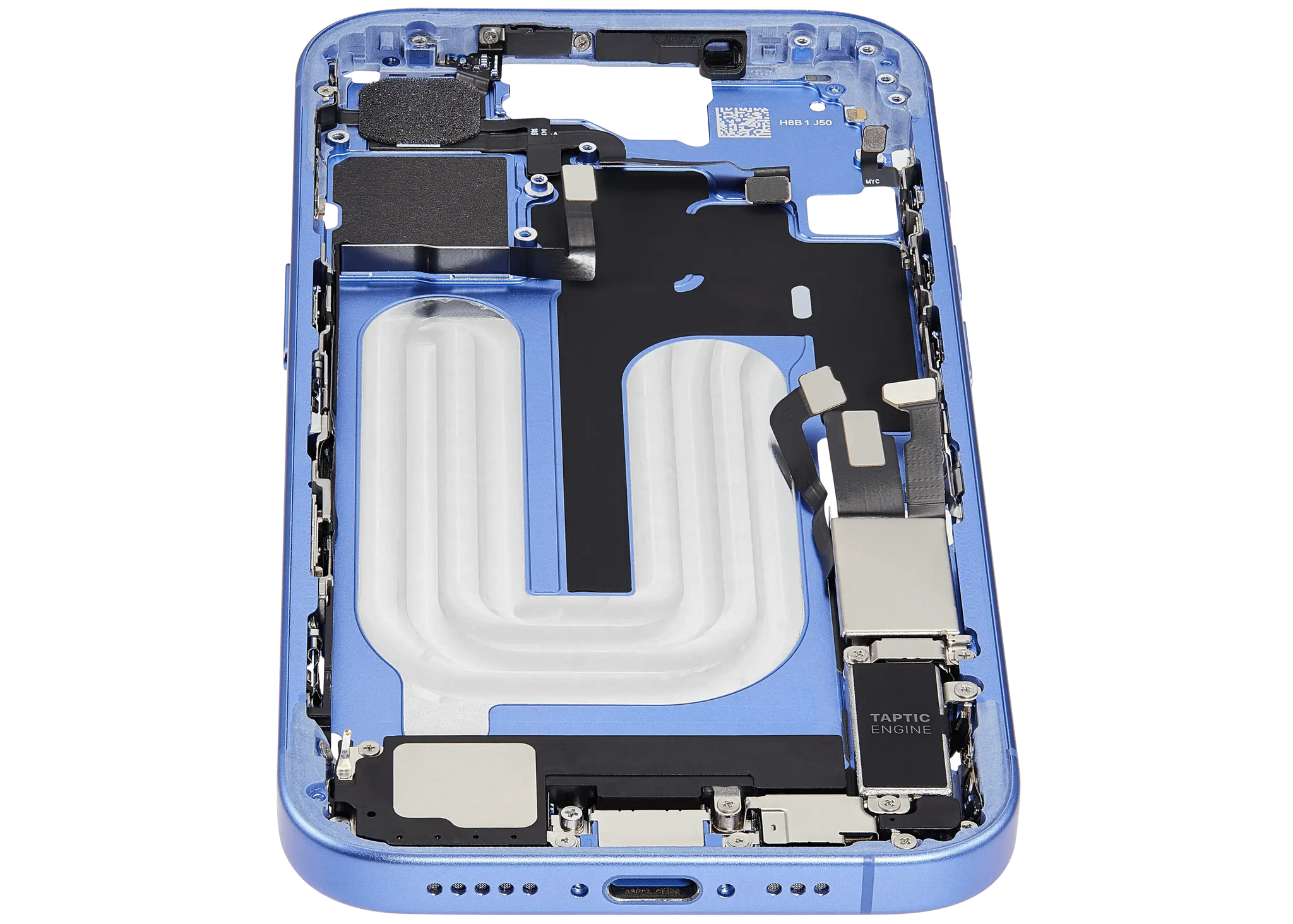 Mid-Frame Housing W/ Charging Port Flex & Small Parts For iPhone 16 (EU / Global Version) (Pull) (Ultramarine)