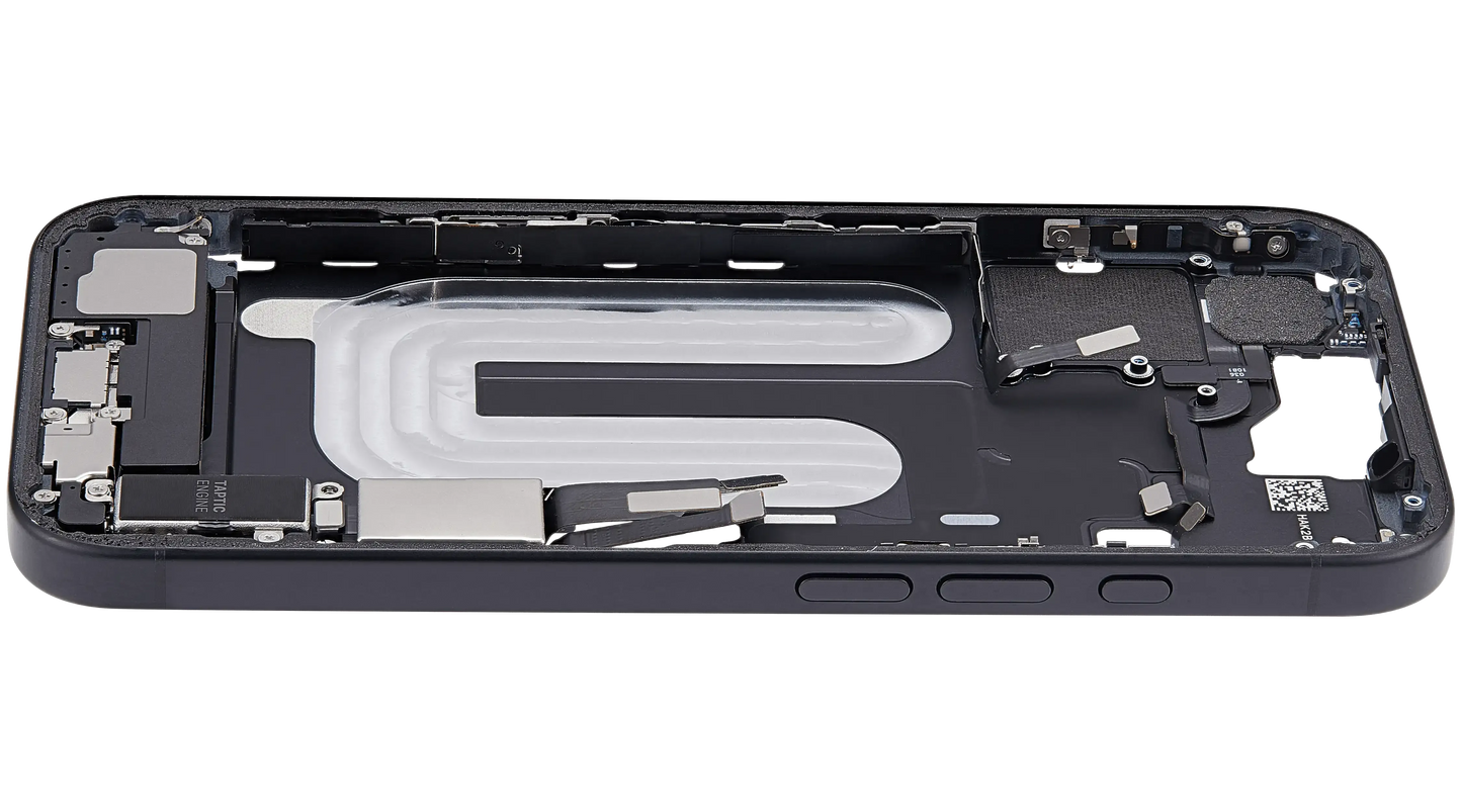 Mid-Frame Housing W/ Charging Port Flex & Small Parts For iPhone 16 (US Version) (Pull) (Black)