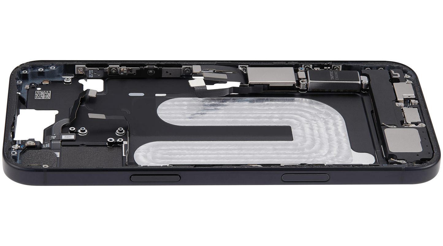 Mid-Frame Housing W/ Charging Port Flex & Small Parts For iPhone 16 Plus (US Version) (Pull) (Black)