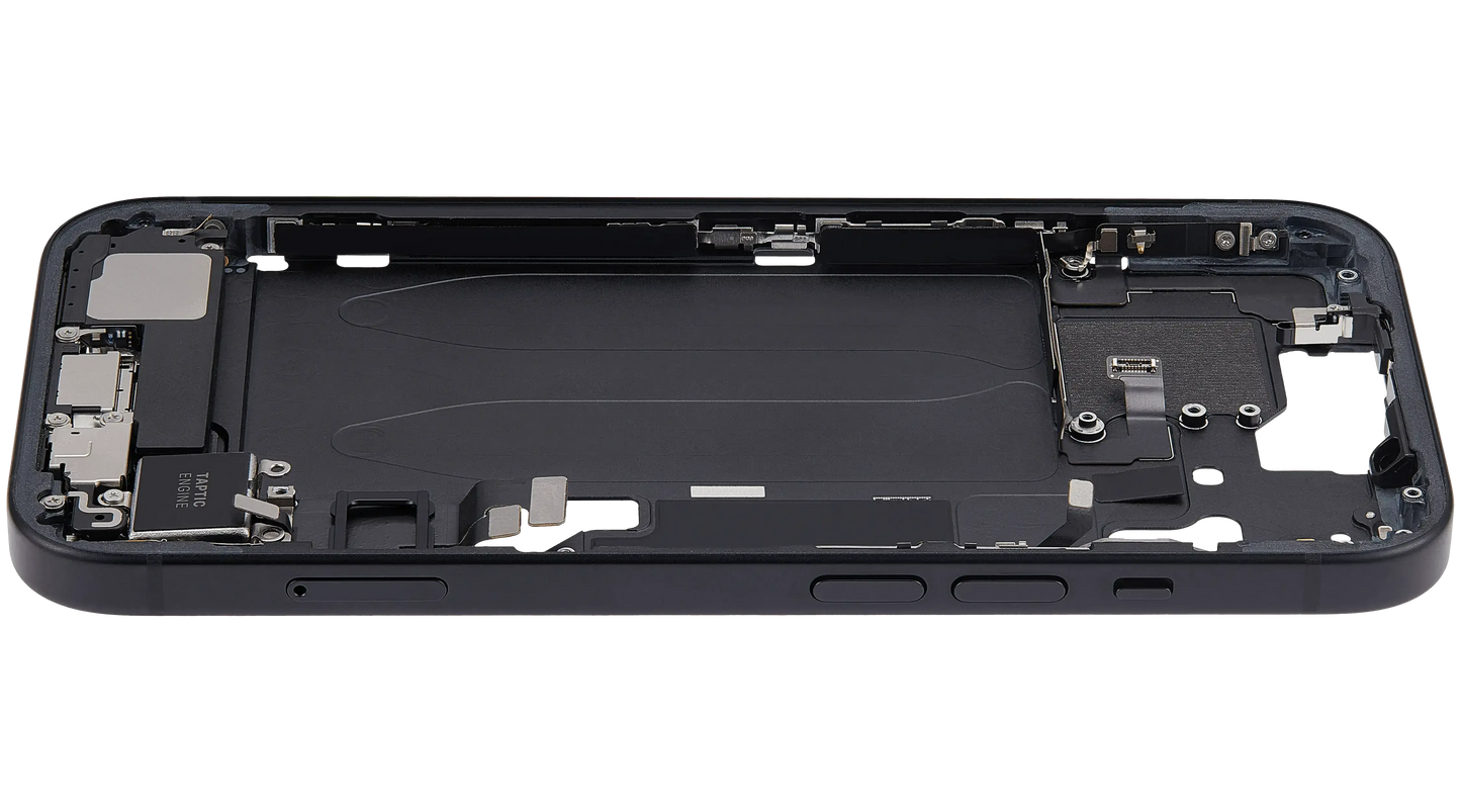 Mid-Frame Housing W/ Charging Port Flex & Small Parts For iPhone 15 (EU / Global Version) (Pull) (Black)
