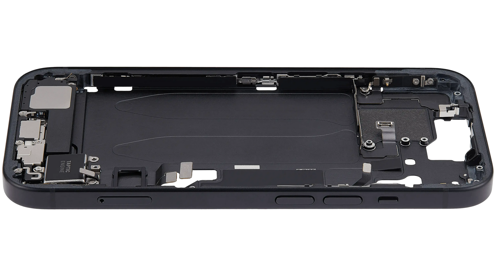 Mid-Frame Housing W/ Charging Port Flex & Small Parts For iPhone 15 (EU / Global Version) (Pull) (Black)