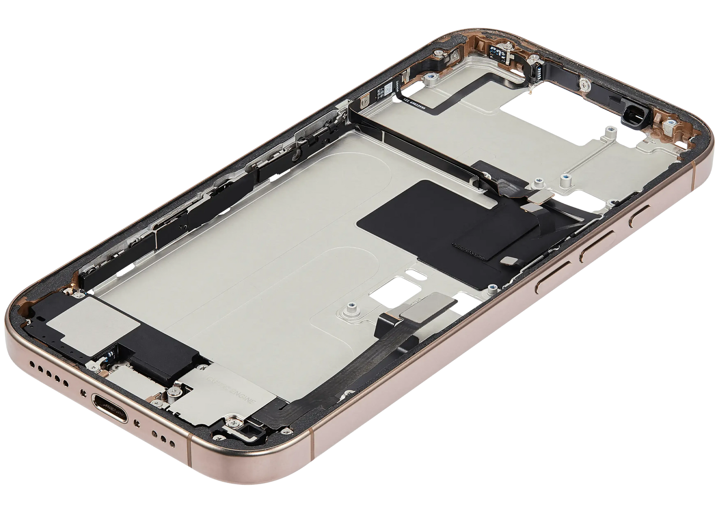 Mid-Frame Housing W/ Charging Port Flex & Small Parts For iPhone 16 Pro (US Version) (Pull) (Desert Titanium)