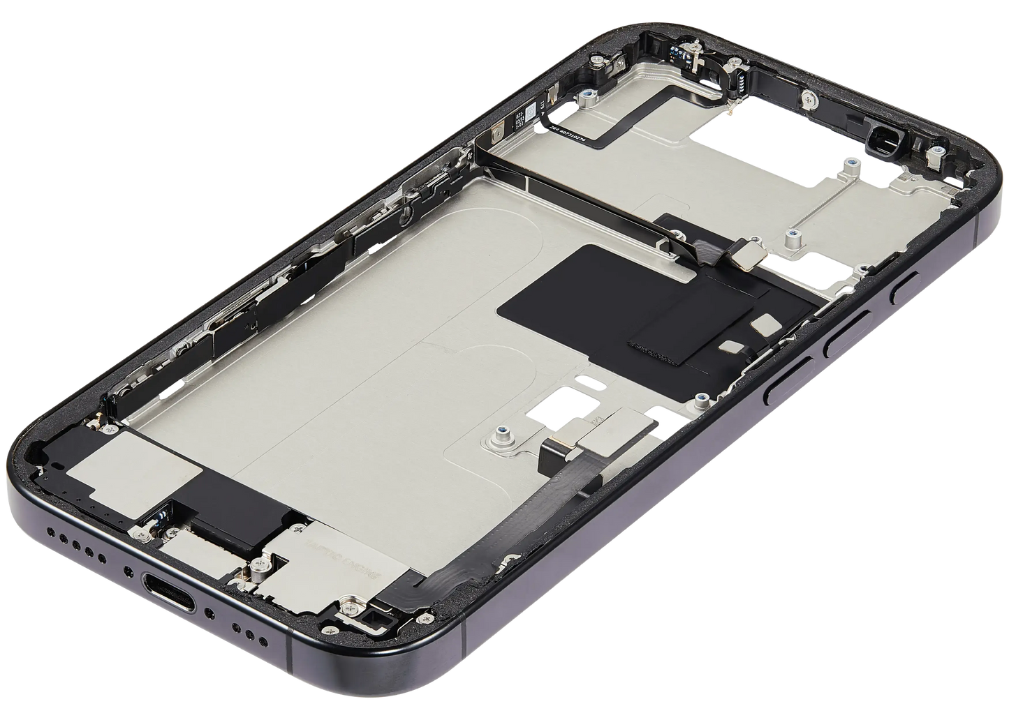 Mid-Frame Housing W/ Charging Port Flex & Small Parts For iPhone 16 Pro (US Version) (Pull) (Black Titanium)