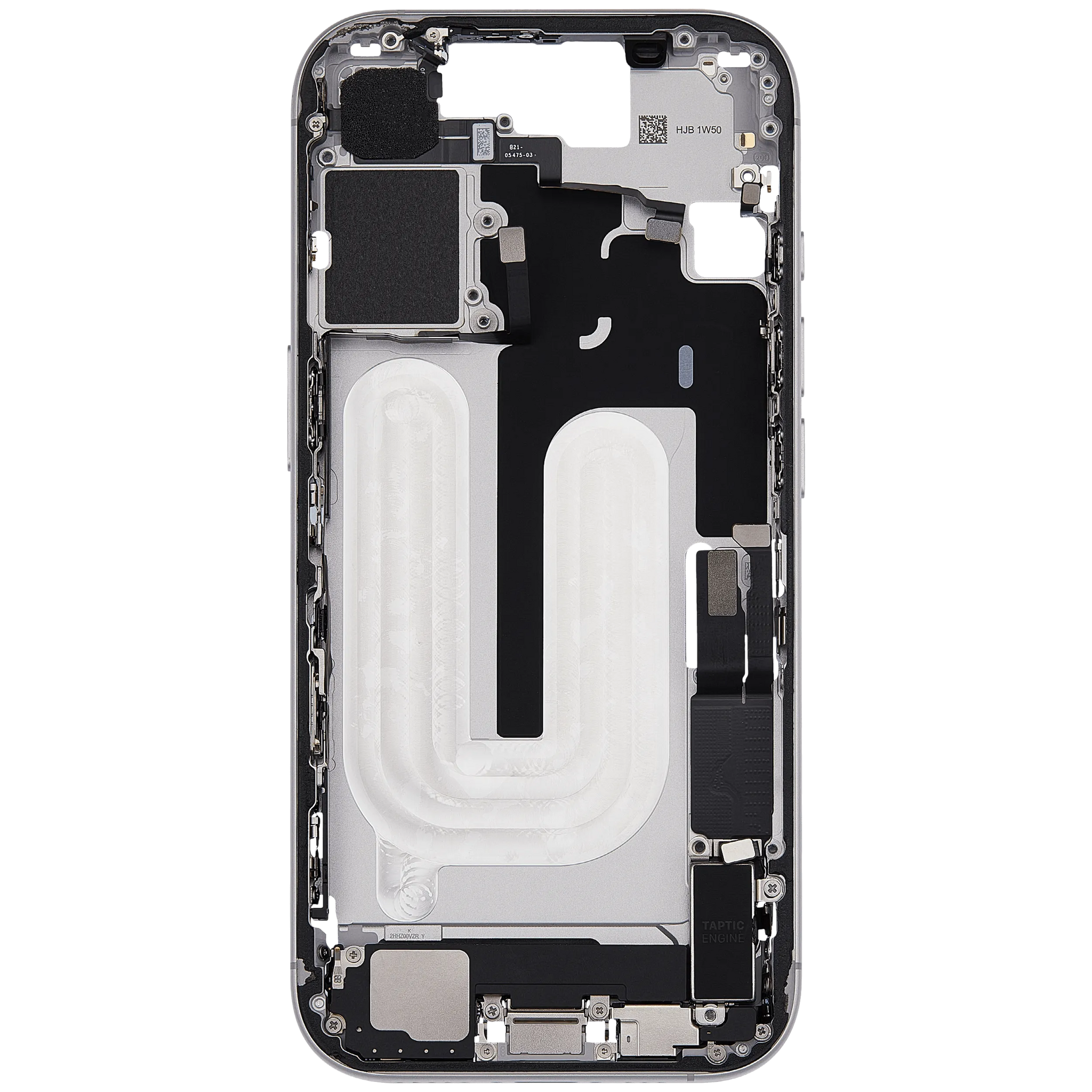 Mid-Frame Housing W/ Charging Port Flex & Small Parts For iPhone 17 (US Version) (Pull) (White)