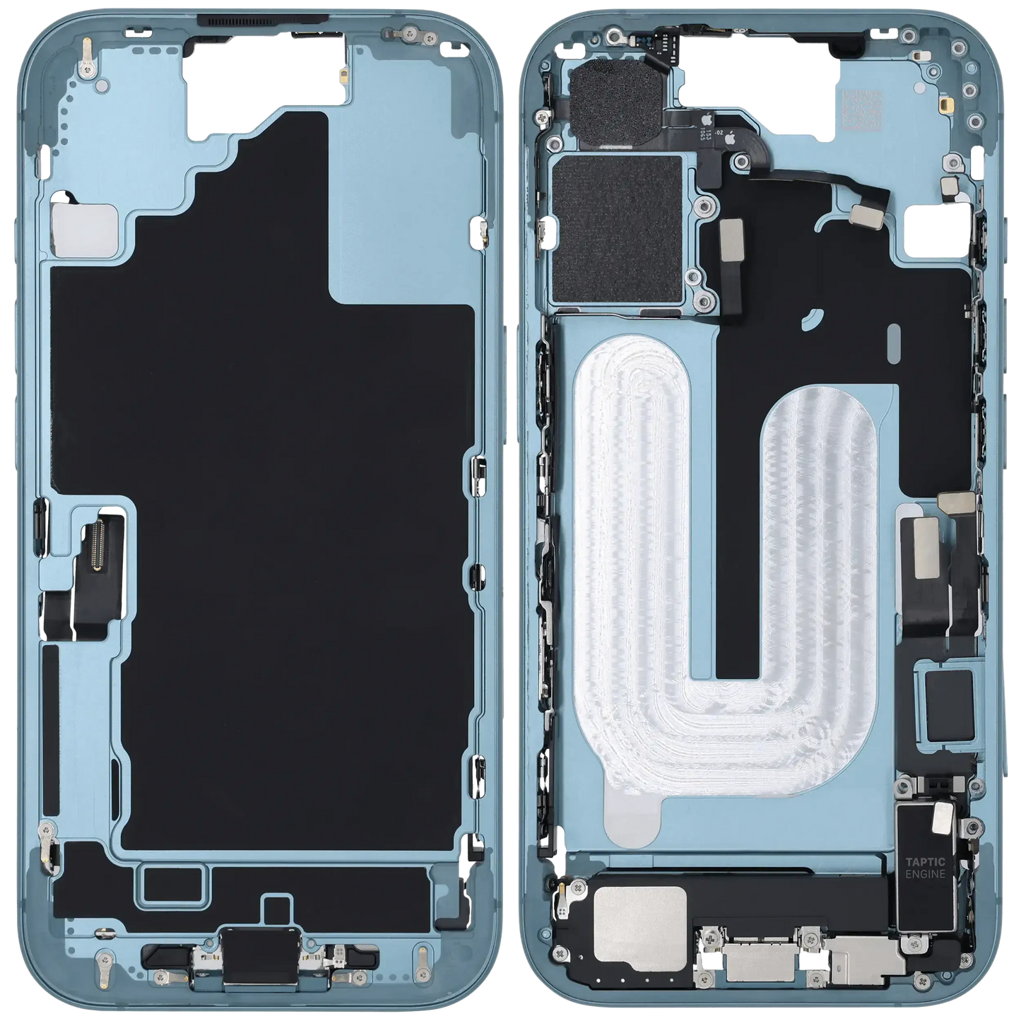 Mid-Frame Housing W/ Charging Port Flex & Small Parts For iPhone 16 (EU / Global Version) (Pull) (Teal)