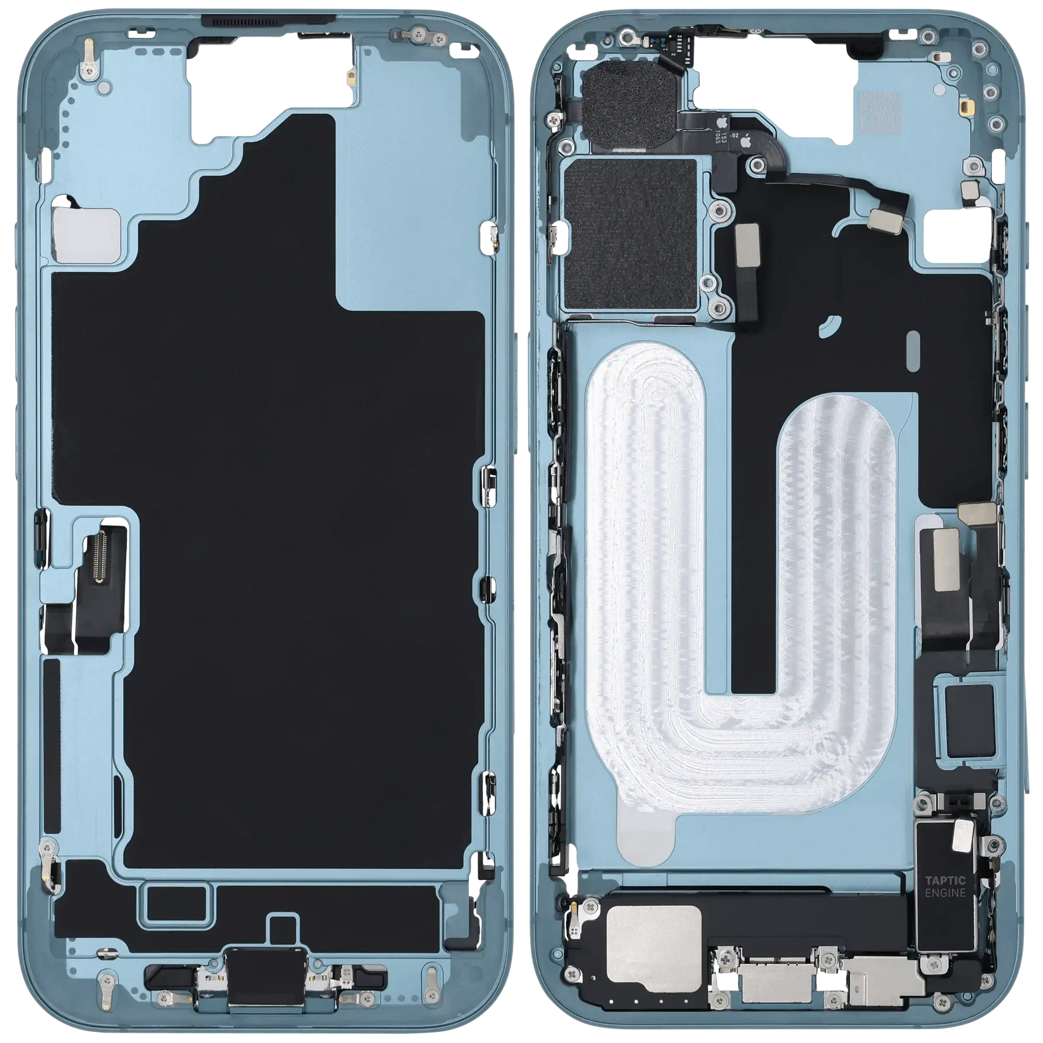 Mid-Frame Housing W/ Charging Port Flex & Small Parts For iPhone 16 (EU / Global Version) (Pull) (Teal)