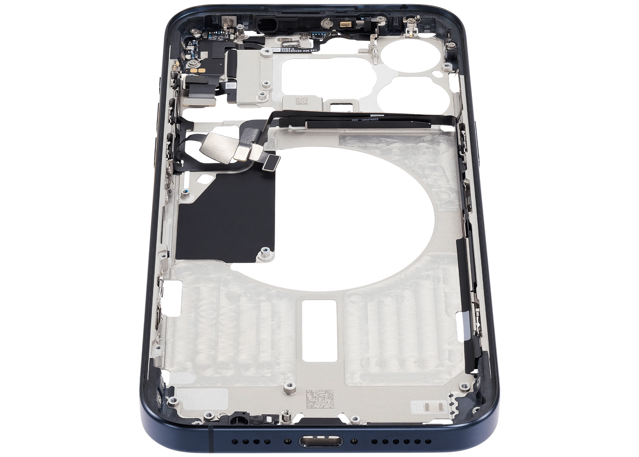 Mid-Frame Housing W/ Small Parts For iPhone 15 Pro Max (EU / Global Version) (Used OEM Pull: Grade A) (Blue Titanium)