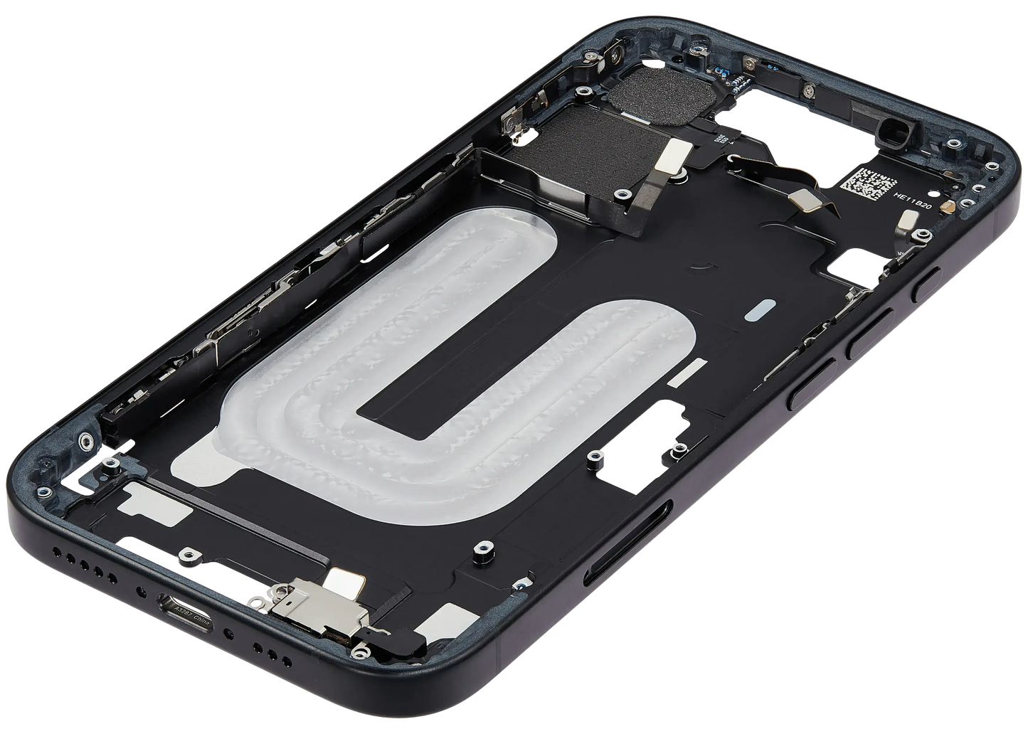 Mid-Frame Housing W/ Small Parts For iPhone 16 (EU / Global Version) (Pull) (Black)