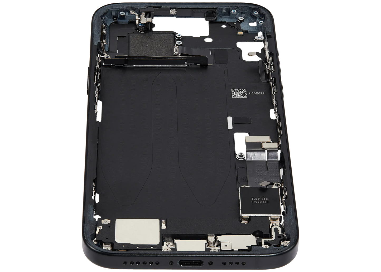 Mid-Frame Housing W/ Charging Port Flex & Small Parts For iPhone 15 Plus (EU / Global Version) (Pull) (Black)