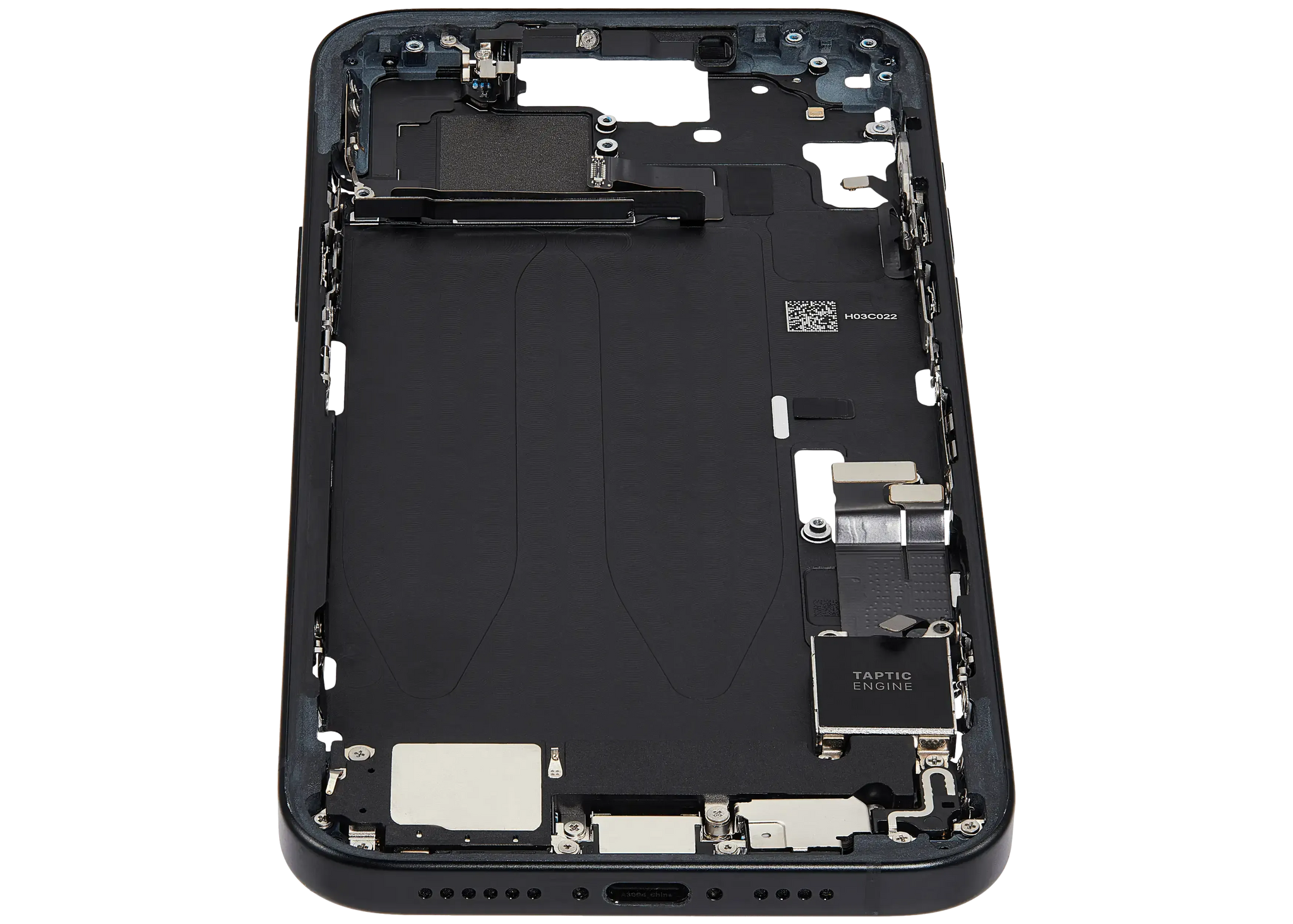 Mid-Frame Housing W/ Charging Port Flex & Small Parts For iPhone 15 Plus (EU / Global Version) (Pull) (Black)