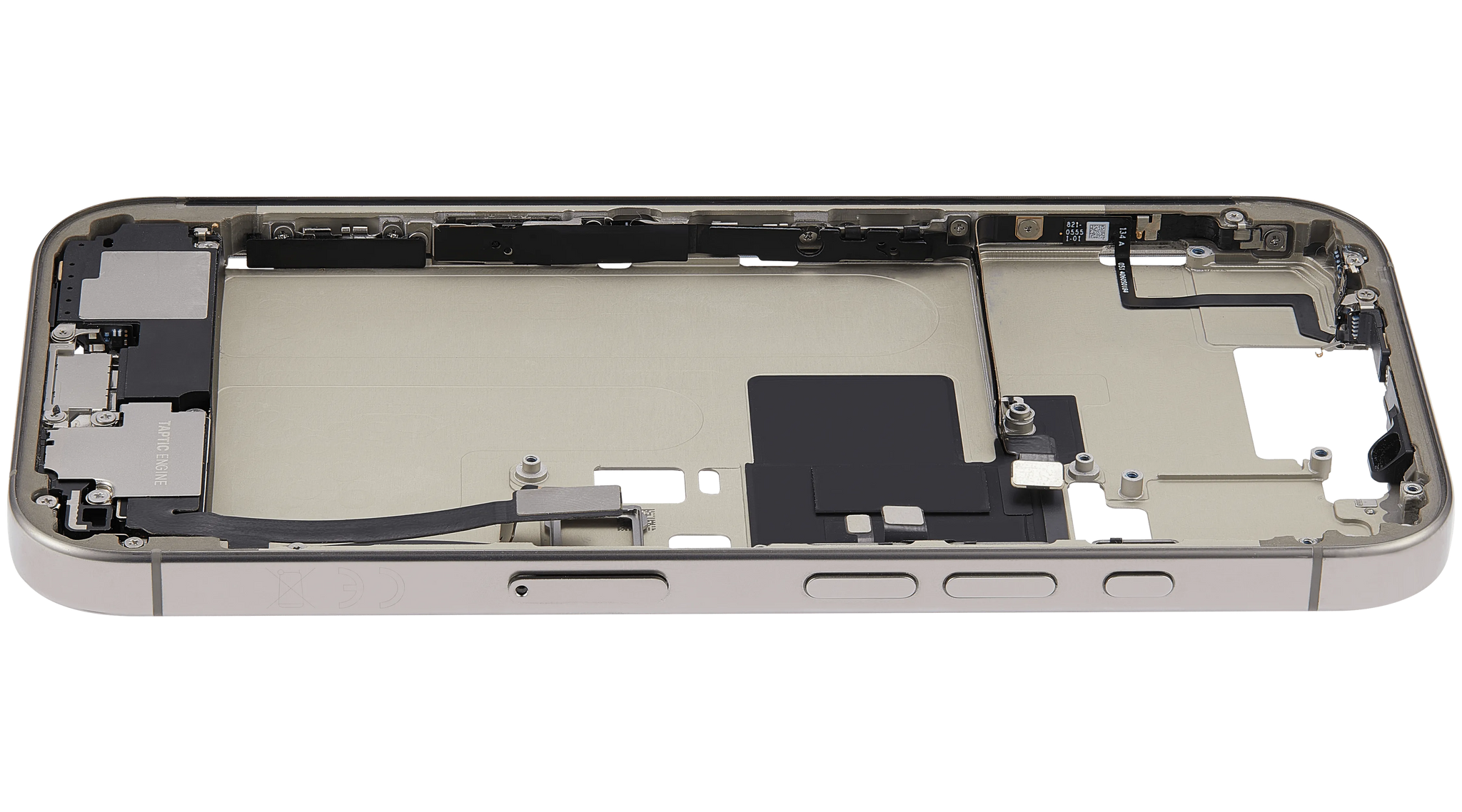Mid-Frame Housing W/ Charging Port Flex & Small Parts For iPhone 16 Pro (EU / Global Version) (Pull) (Natural Titanium)