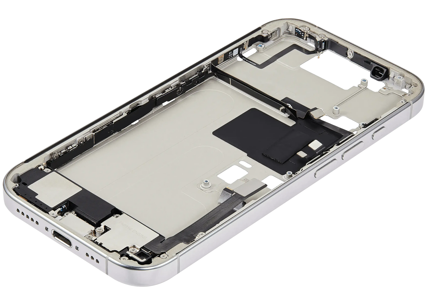 Mid-Frame Housing W/ Charging Port Flex & Small Parts For iPhone 16 Pro (US Version) (Pull) (White Titanium)