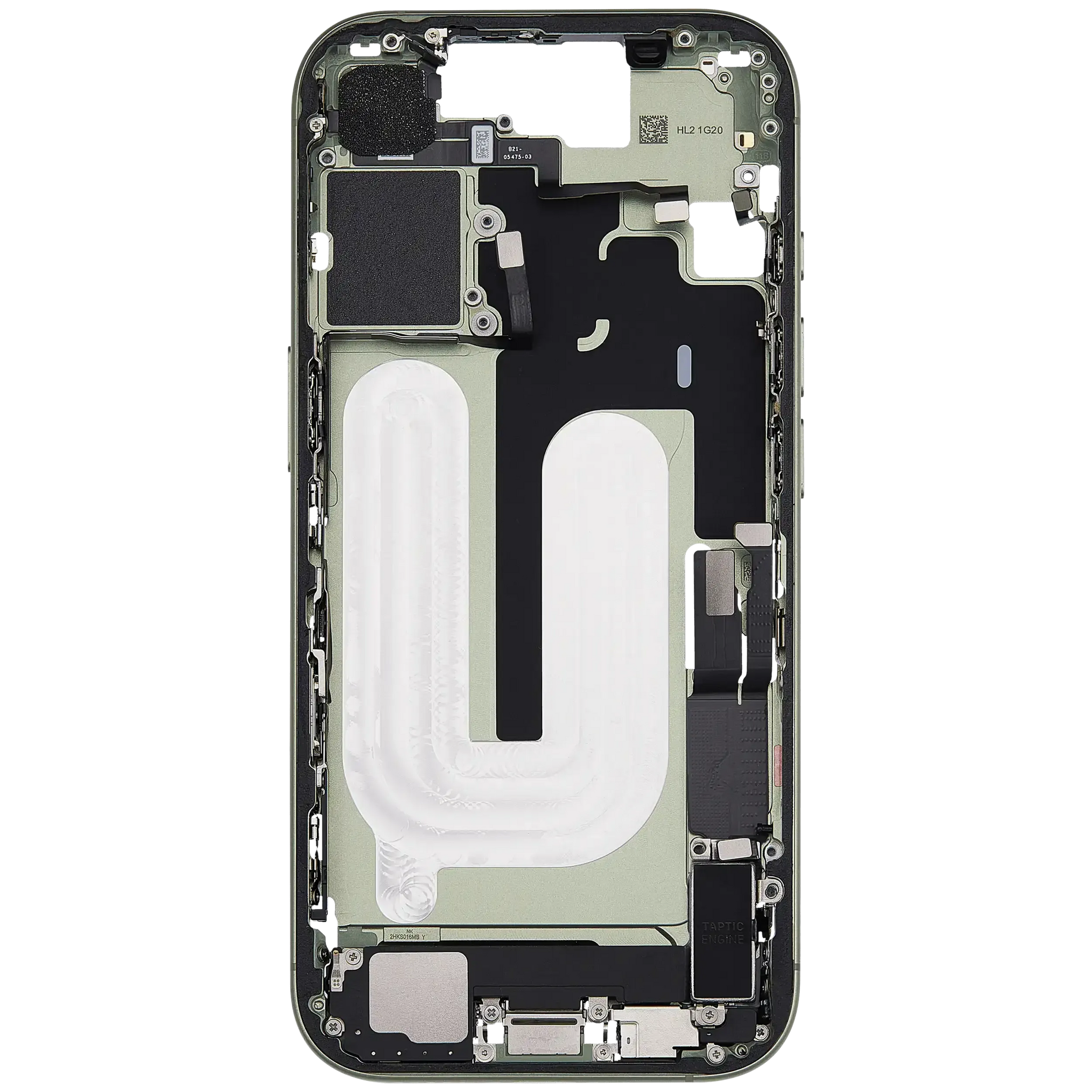 Mid-Frame Housing W/ Charging Port Flex & Small Parts For iPhone 17 (EU / Global Version) (Pull) (Sage)