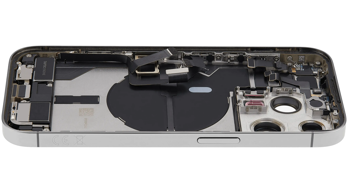 Back Housing W/ Charging Port Flex & Small Parts For iPhone 14 Pro (EU / Global Version) (Pull) (Silver)