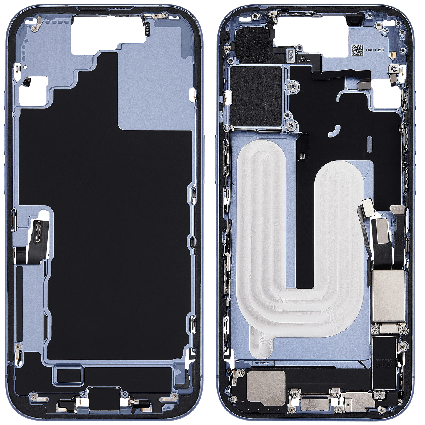 Mid-Frame Housing W/ Charging Port Flex & Small Parts For iPhone 17 (US Version) (Pull) (Mist Blue)