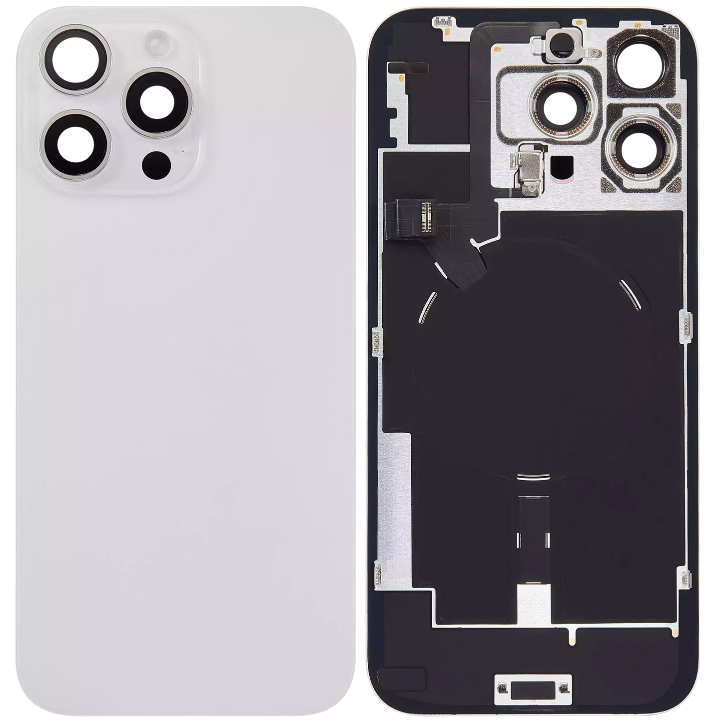 Back Glass w/ MagSafe Magnet & NFC & Flashlight Flex For iPhone 16 Pro Max (Pull) (White Titanium)