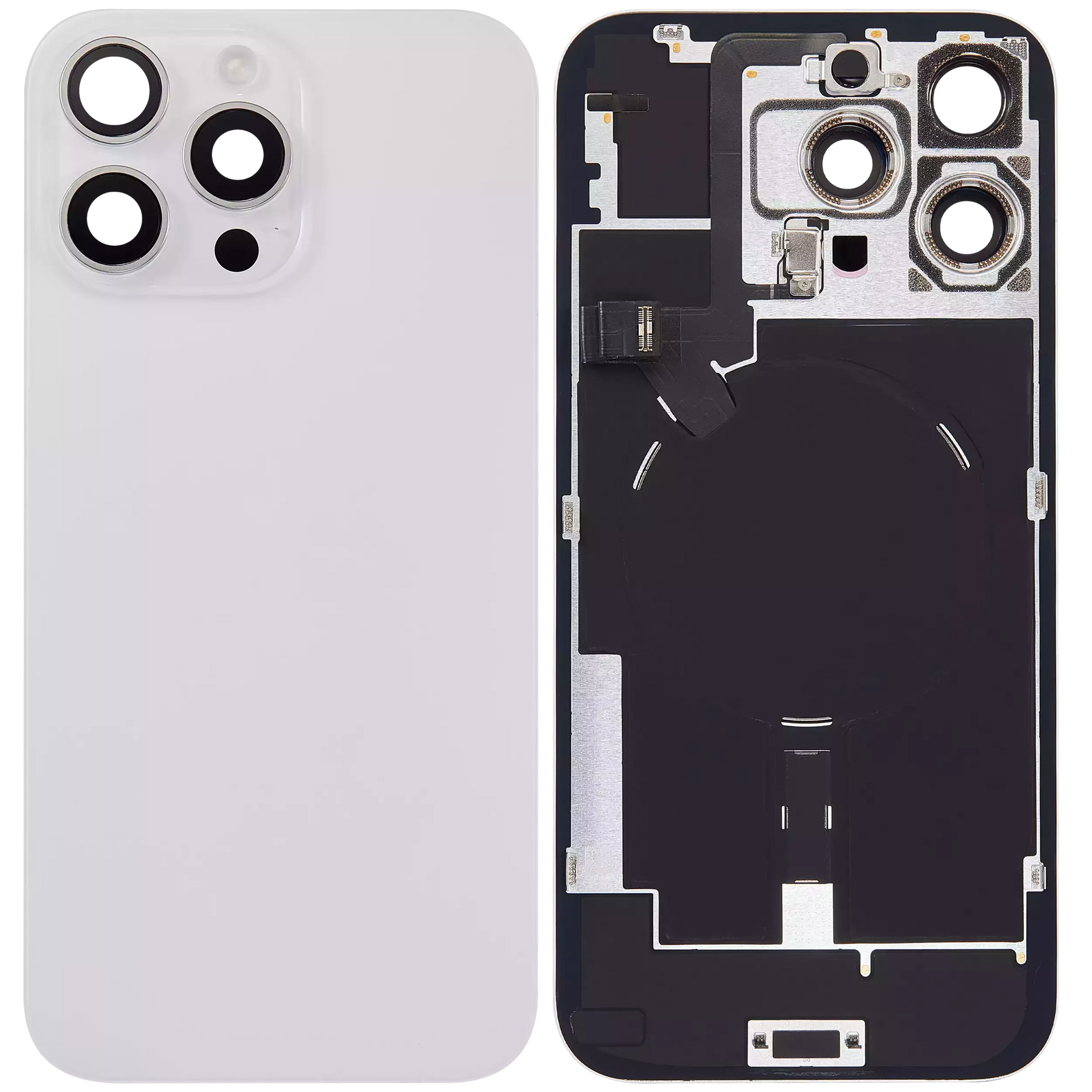 Back Glass w/ MagSafe Magnet & NFC & Flashlight Flex For iPhone 16 Pro Max (Pull) (White Titanium)