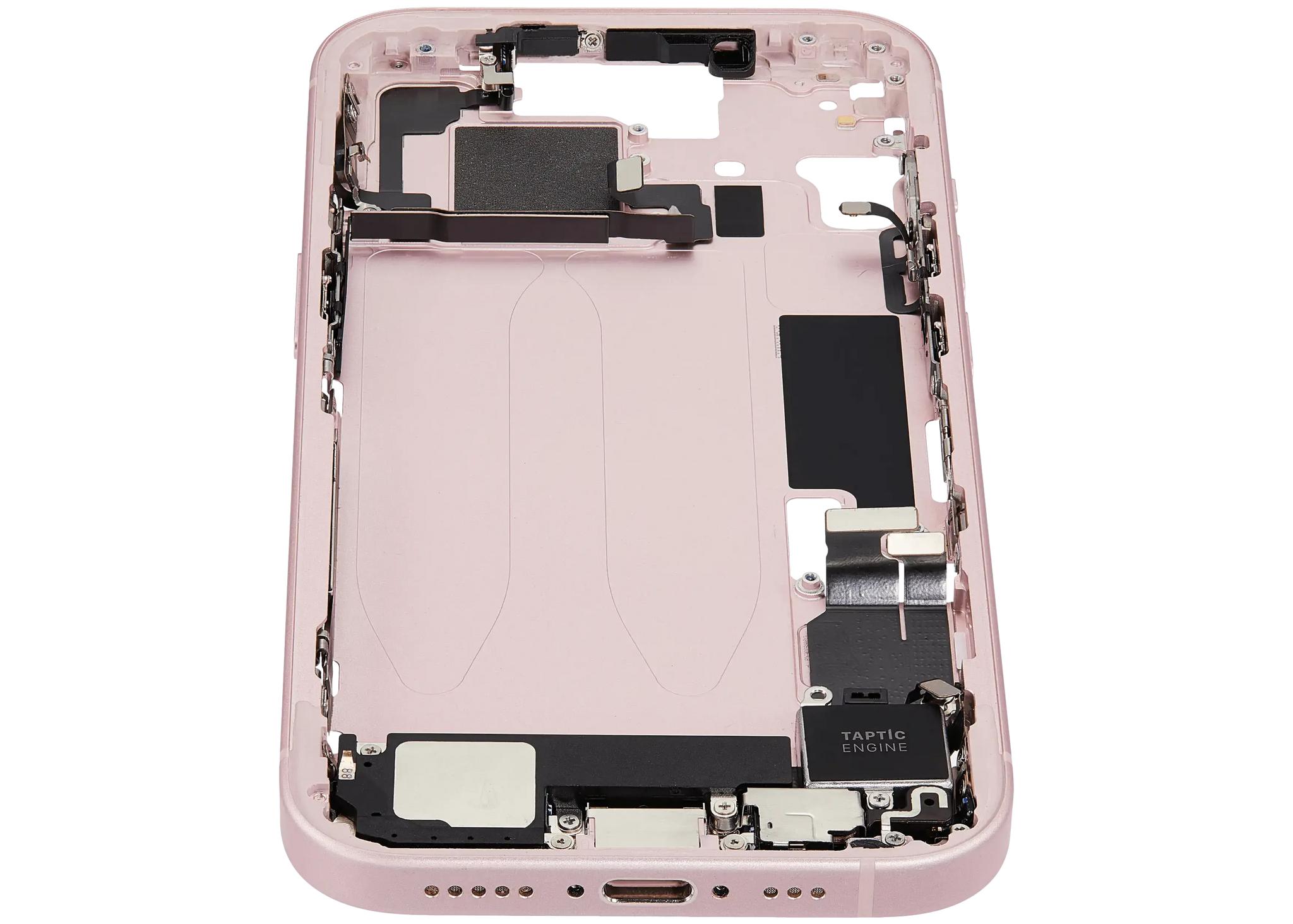 Mid-Frame Housing W/ Charging Port Flex & Small Parts For iPhone 15 (EU / Global Version) (Pull) (Pink)