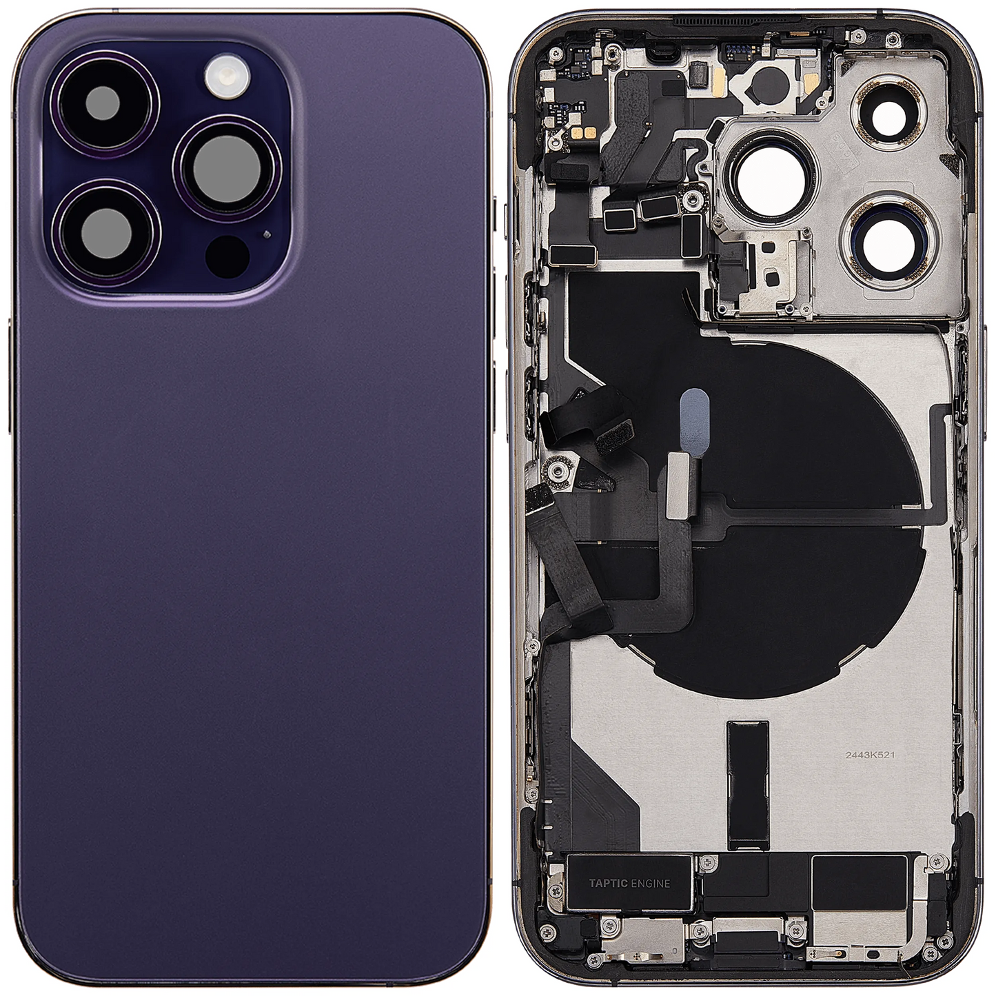 Back Housing W/ Charging Port Flex & Small Parts For iPhone 14 Pro (US Version) (Pull) (Deep Purple)