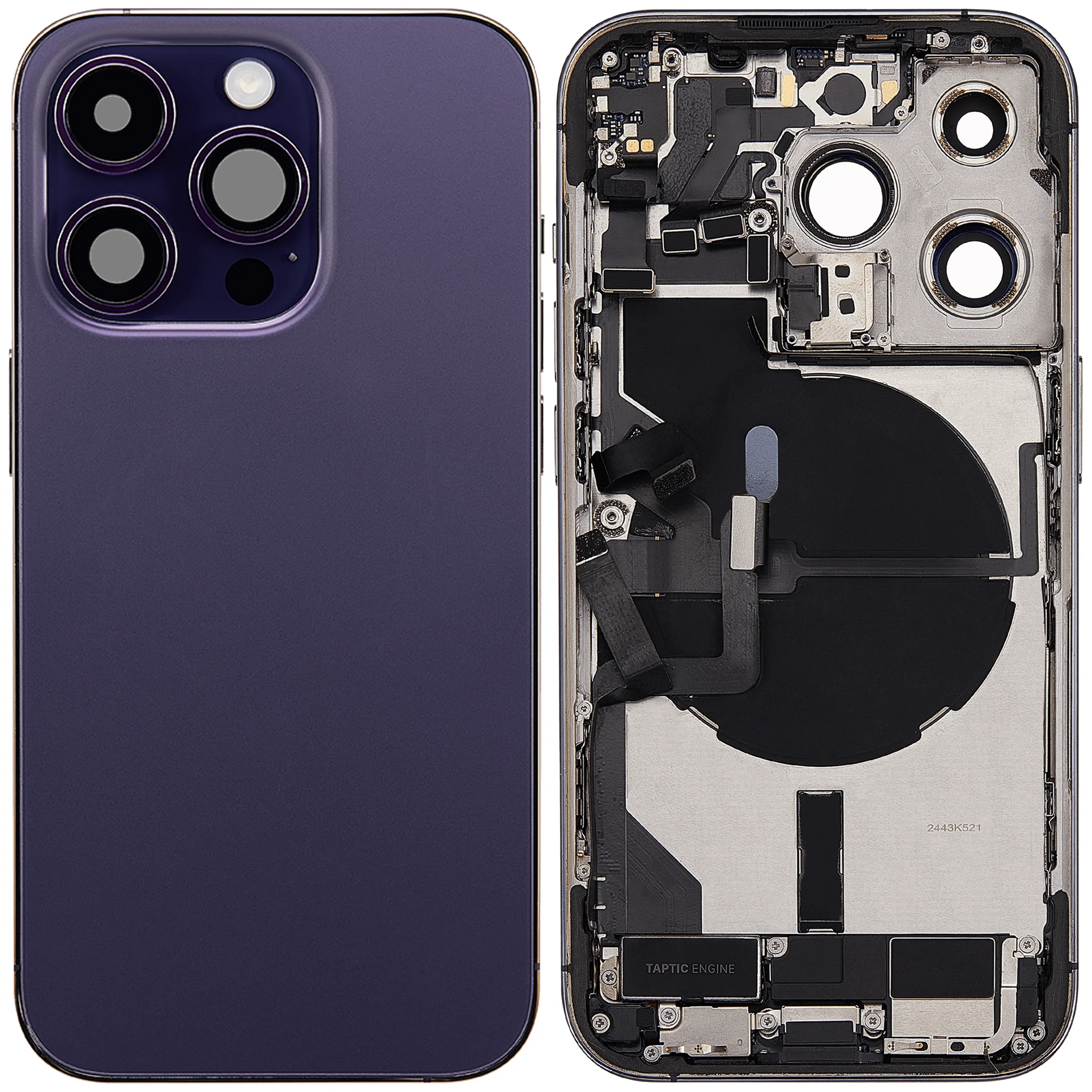 Back Housing W/ Charging Port Flex & Small Parts For iPhone 14 Pro (US Version) (Pull) (Deep Purple)
