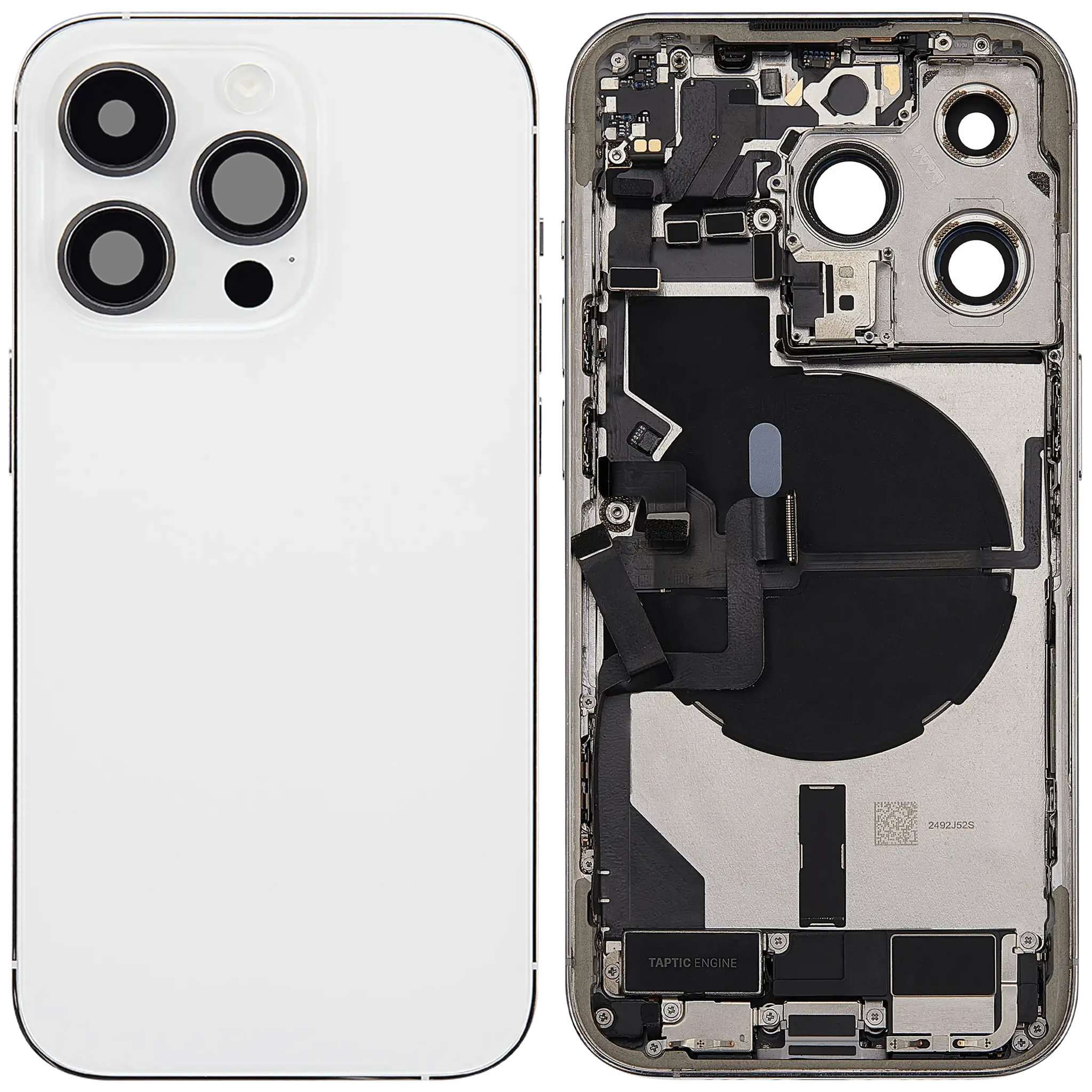 Back Housing W/ Charging Port Flex & Small Parts For iPhone 14 Pro (US Version) (Pull) (Silver)