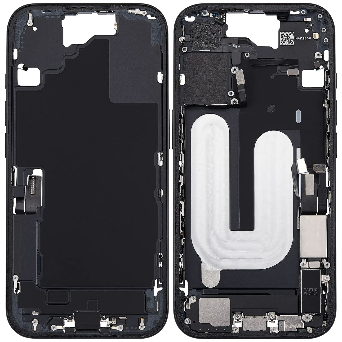 Mid-Frame Housing W/ Charging Port Flex & Small Parts For iPhone 16 (US Version) (Pull) (Black)