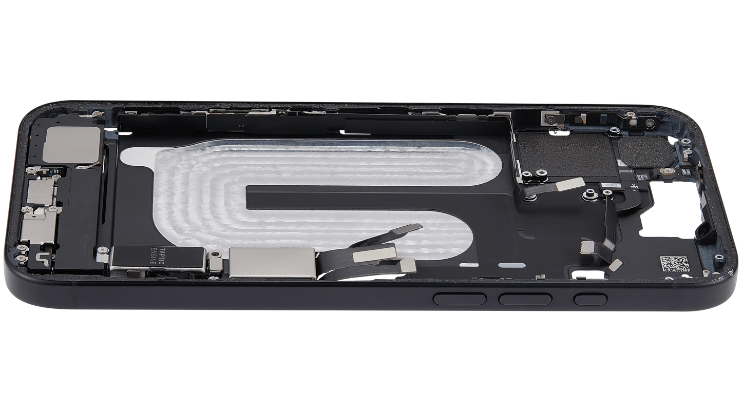 Mid-Frame Housing W/ Charging Port Flex & Small Parts For iPhone 16 Plus (US Version) (Pull) (Black)