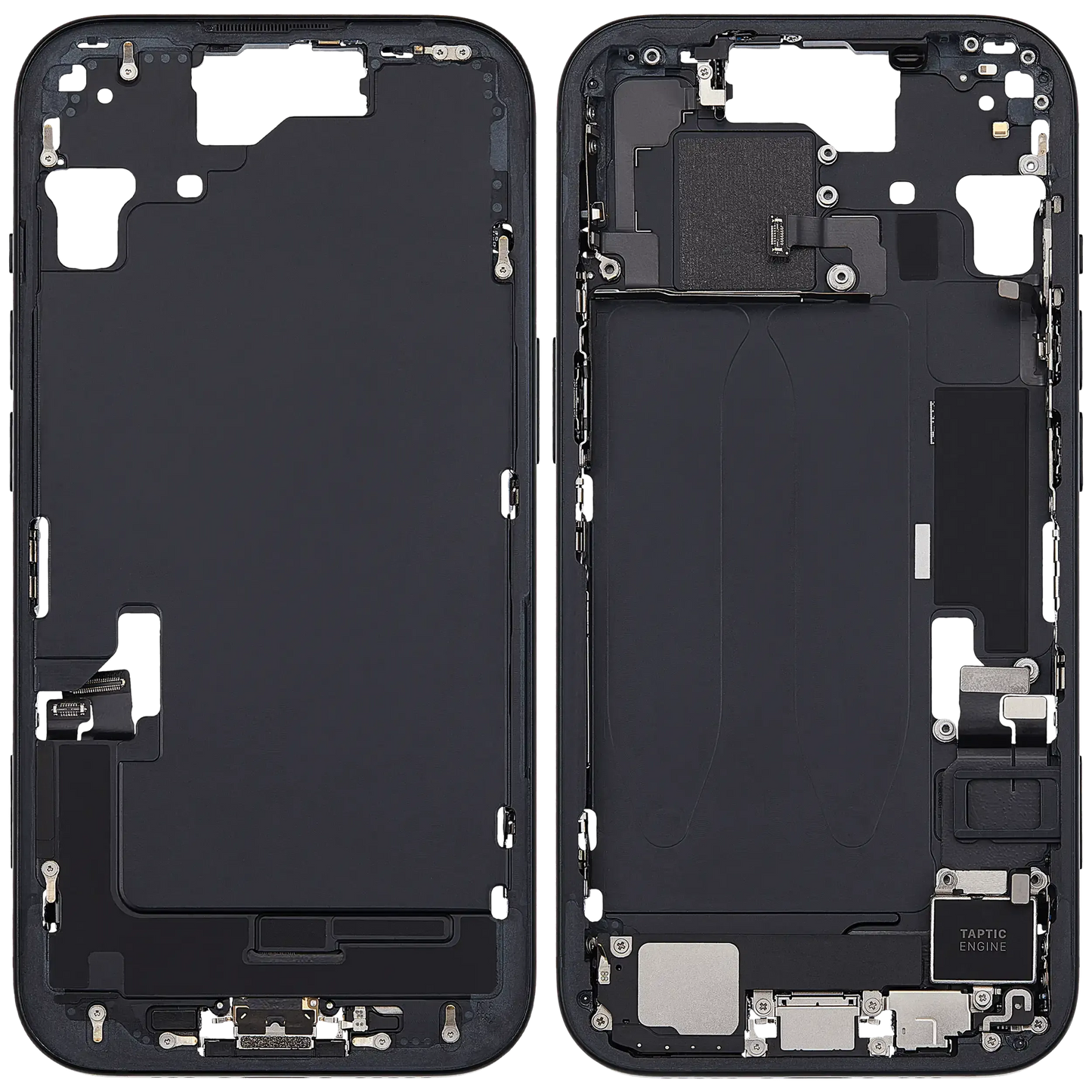 Mid-Frame Housing W/ Charging Port Flex & Small Parts For iPhone 15 (EU / Global Version) (Pull) (Black)