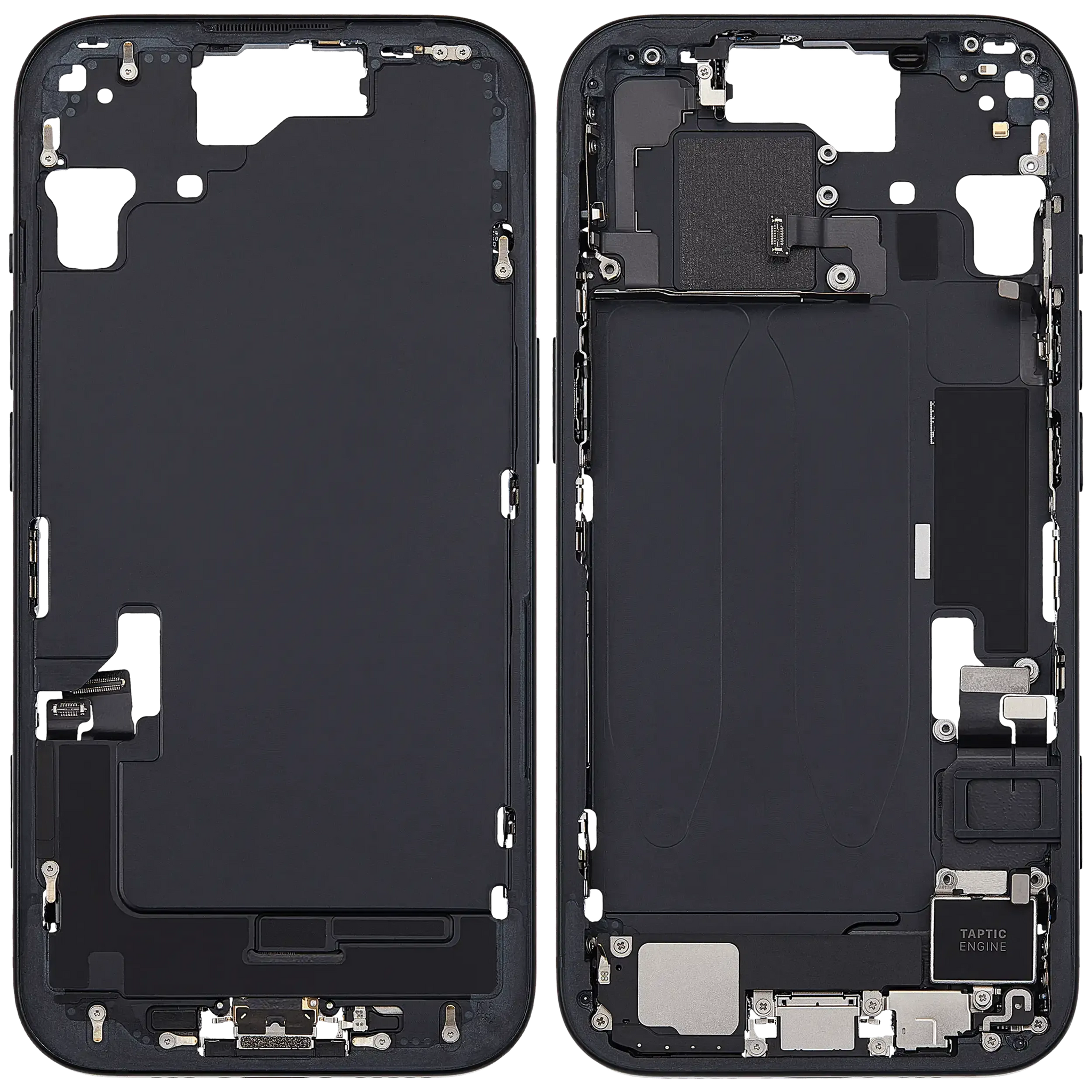 Mid-Frame Housing W/ Charging Port Flex & Small Parts For iPhone 15 (EU / Global Version) (Pull) (Black)