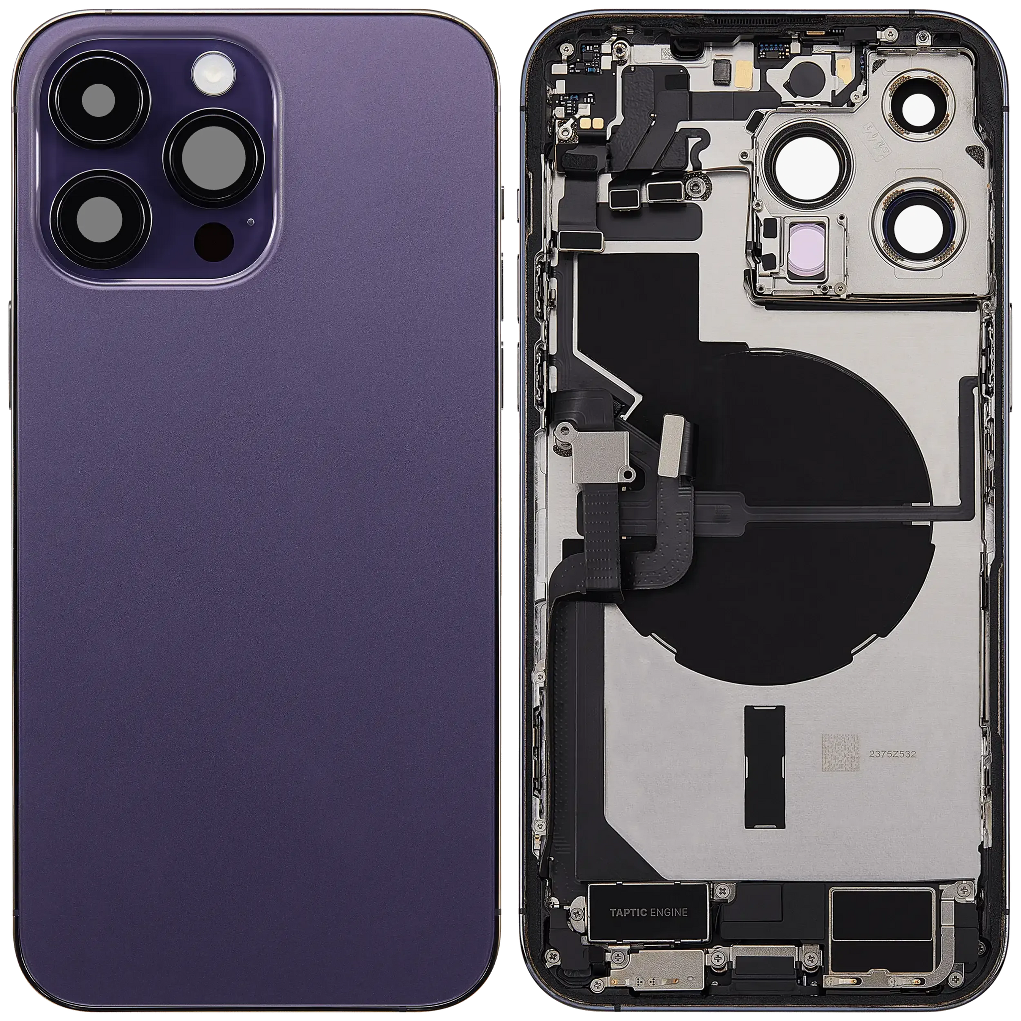Back Housing W/ Charging Port Flex & Small Parts For iPhone 14 Pro Max (US Version) (Pull) (Deep Purple)