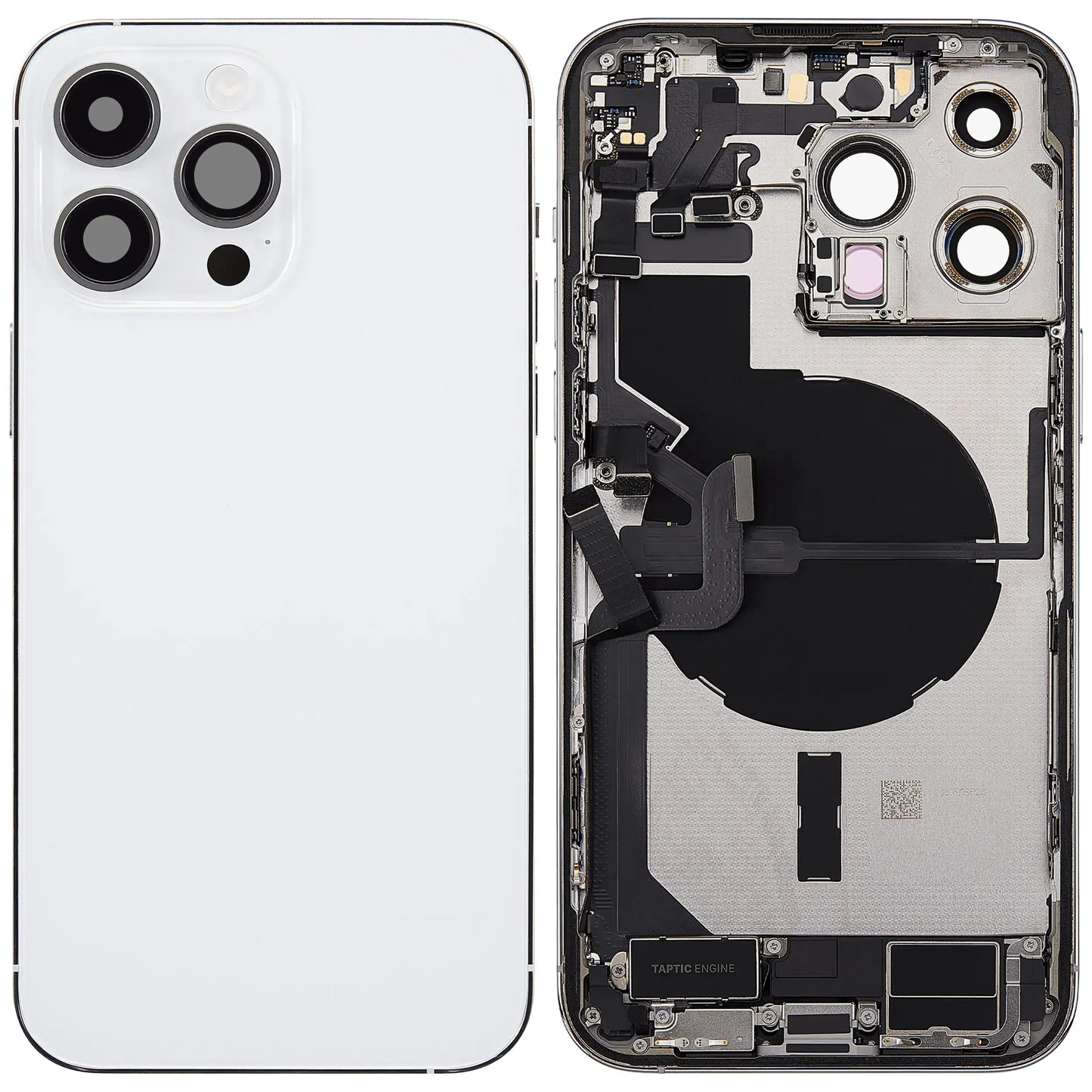Back Housing W/ Charging Port Flex & Small Parts For iPhone 14 Pro Max (US Version) (Pull) (Silver)