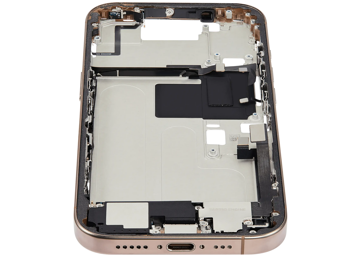 Mid-Frame Housing W/ Charging Port Flex & Small Parts For iPhone 16 Pro (US Version) (Pull) (Desert Titanium)