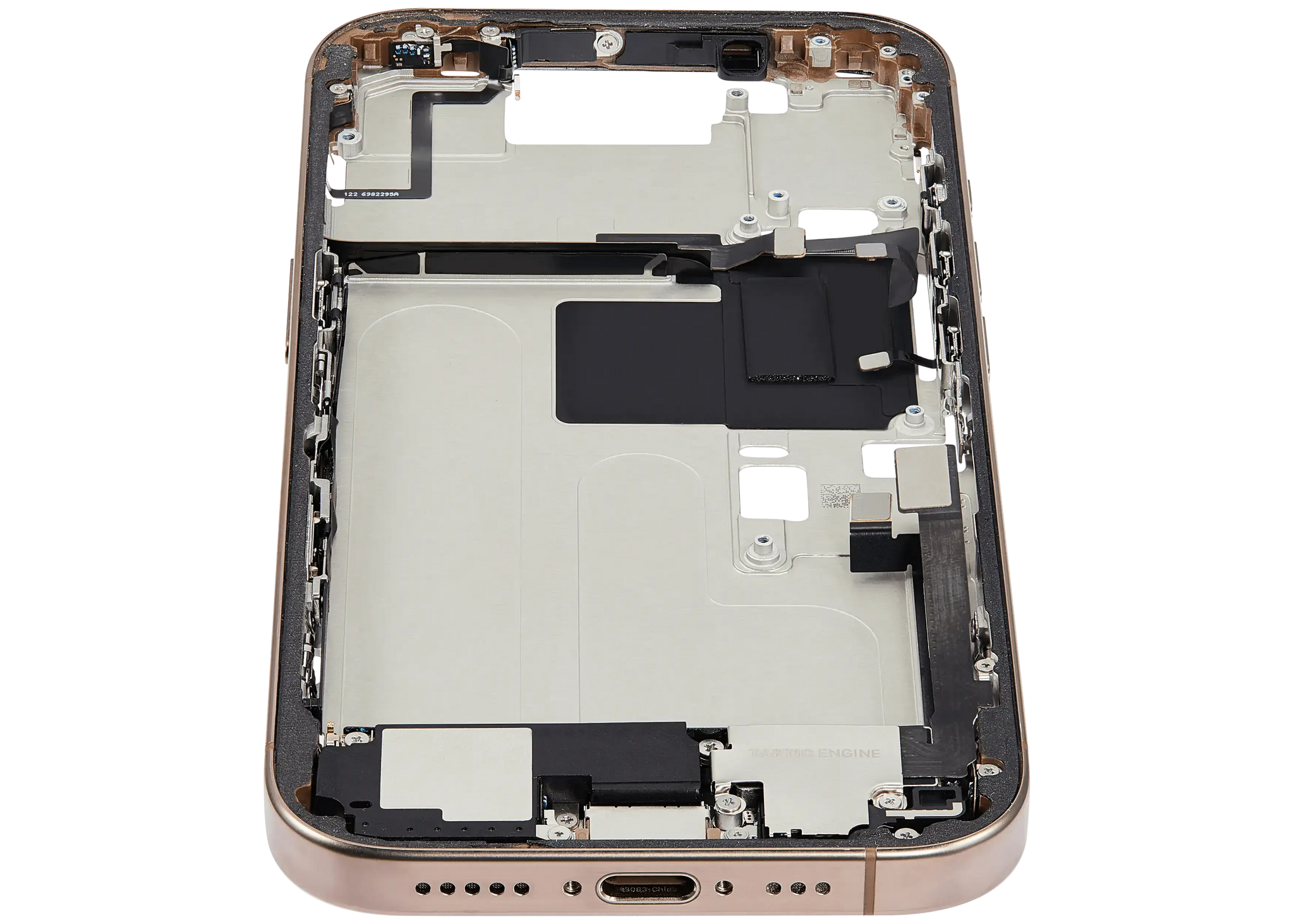 Mid-Frame Housing W/ Charging Port Flex & Small Parts For iPhone 16 Pro (US Version) (Pull) (Desert Titanium)