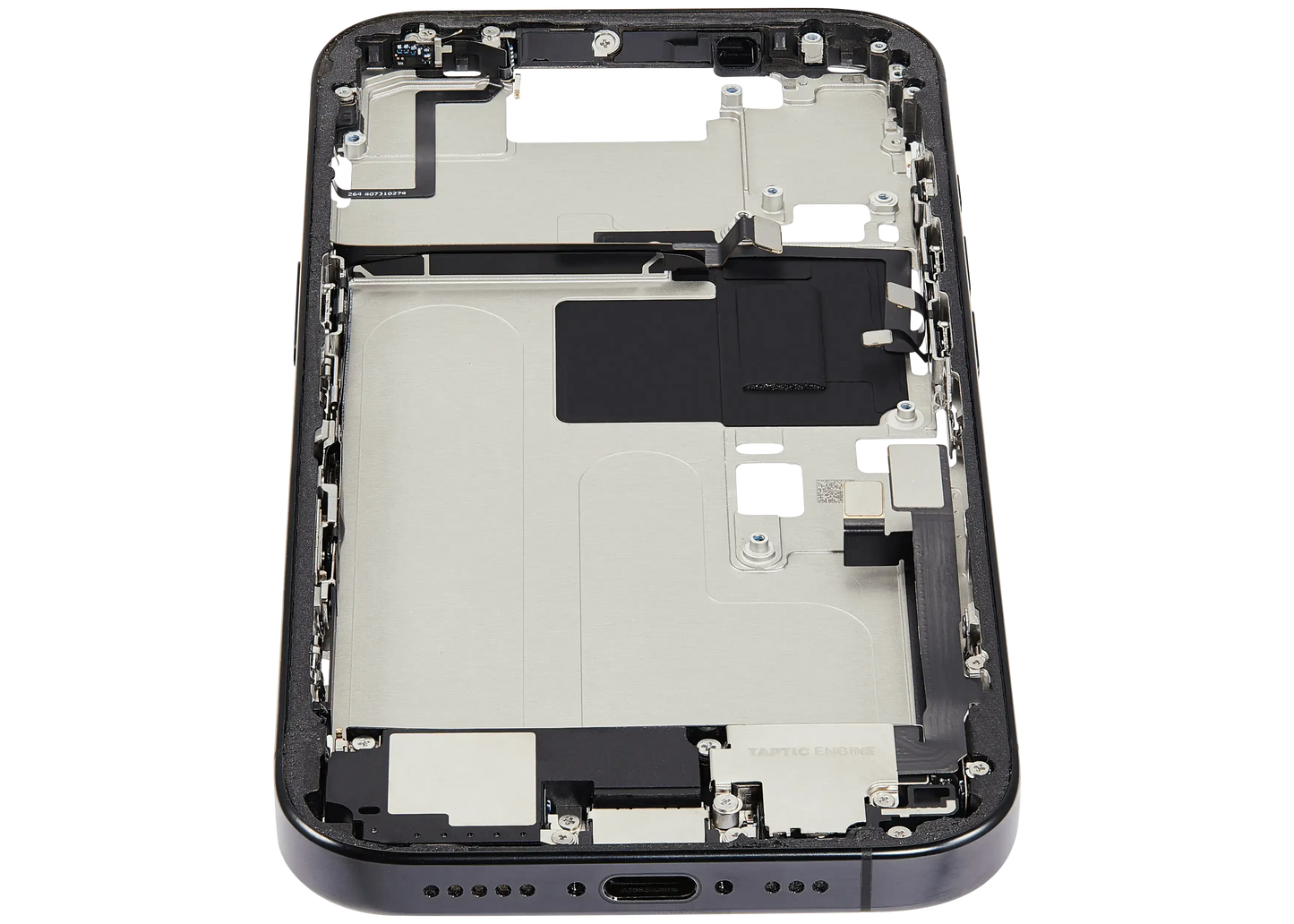 Mid-Frame Housing W/ Charging Port Flex & Small Parts For iPhone 16 Pro (US Version) (Pull) (Black Titanium)