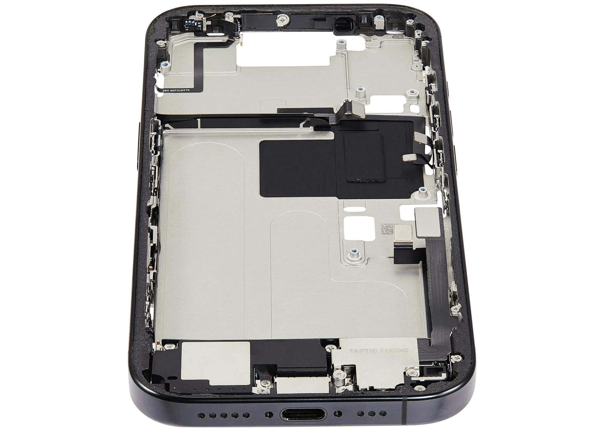Mid-Frame Housing W/ Charging Port Flex & Small Parts For iPhone 16 Pro (US Version) (Pull) (Black Titanium)