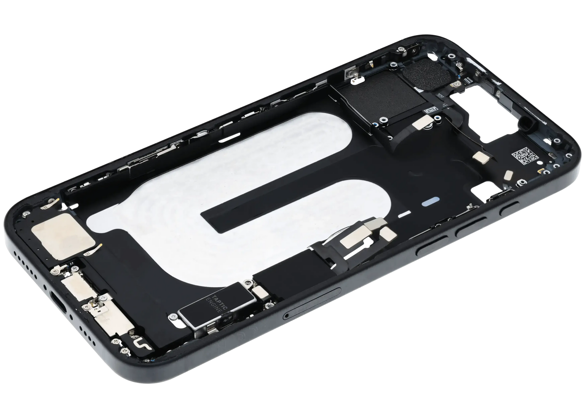 Mid-Frame Housing W/ Charging Port Flex & Small Parts For iPhone 16 Plus (EU / Global Version) (Pull) (Black)