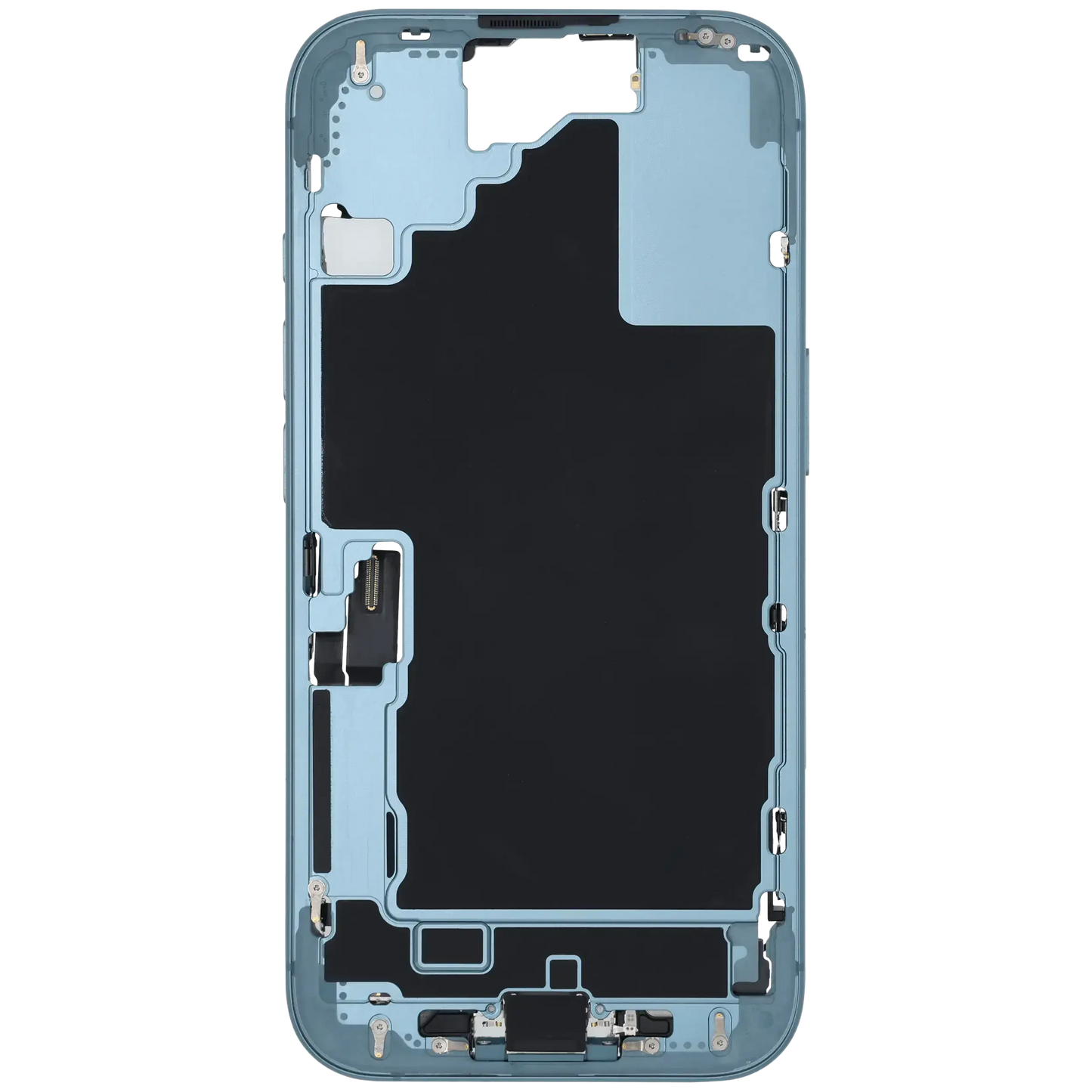 Mid-Frame Housing W/ Charging Port Flex & Small Parts For iPhone 16 (EU / Global Version) (Pull) (Teal)