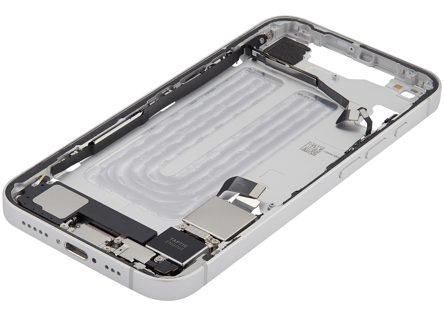 Mid-Frame Housing W/ Charging Port Flex & Small Parts For iPhone 16e (US Version) (Pull) (White)