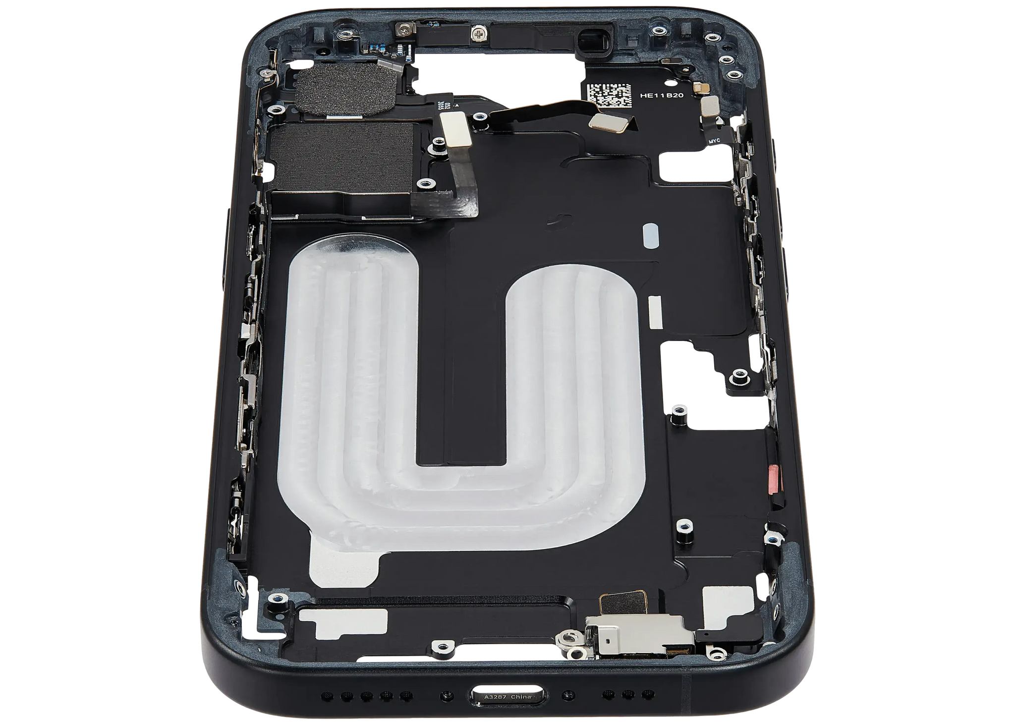 Mid-Frame Housing W/ Small Parts For iPhone 16 (EU / Global Version) (Pull) (Black)