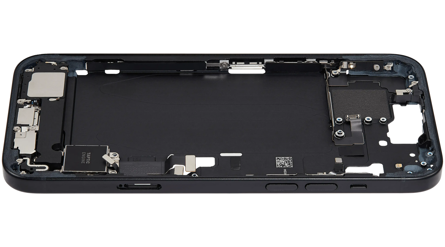 Mid-Frame Housing W/ Charging Port Flex & Small Parts For iPhone 15 Plus (EU / Global Version) (Pull) (Black)