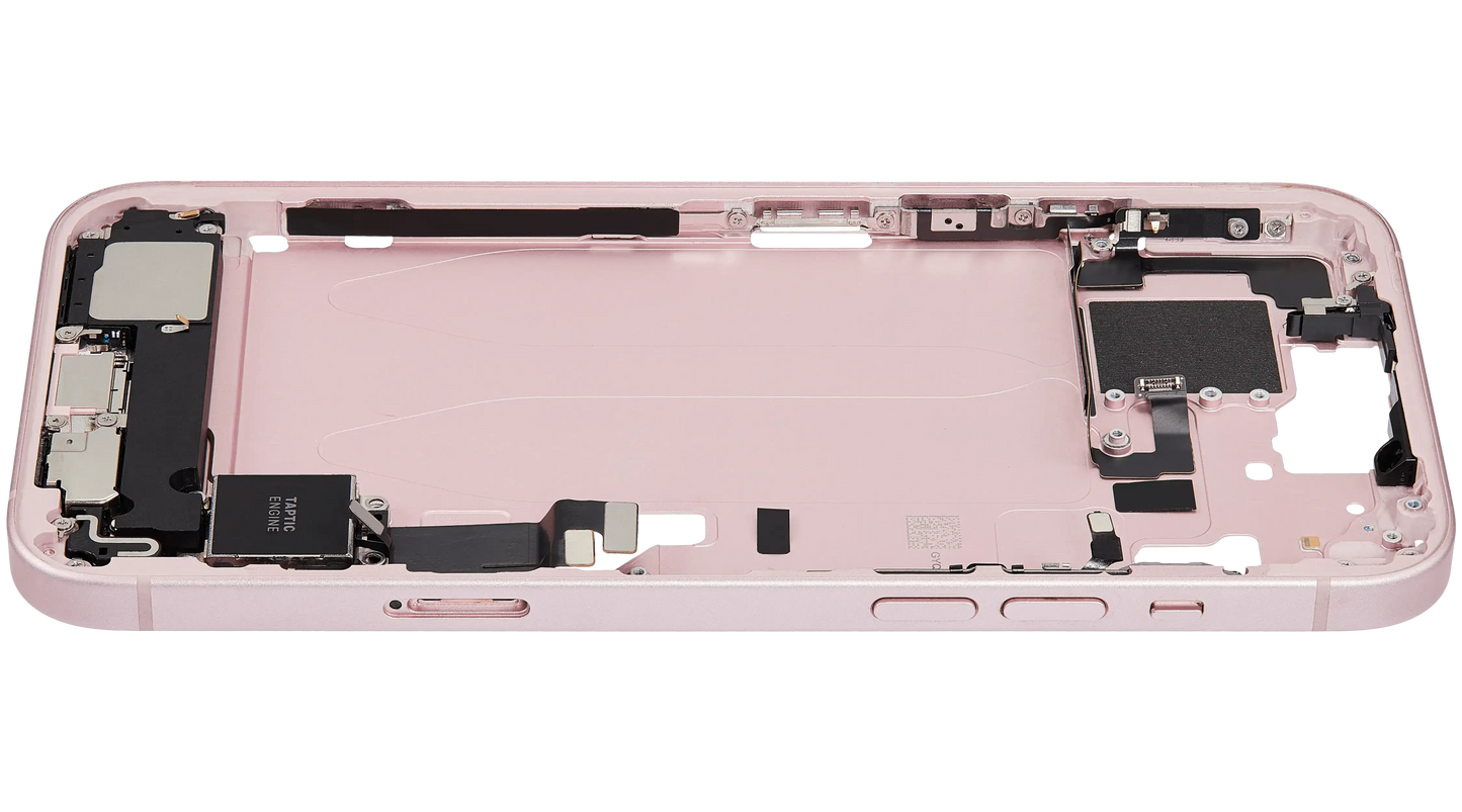 Mid-Frame Housing W/ Charging Port Flex & Small Parts For iPhone 15 Plus (EU / Global Version) (Pull) (Pink)