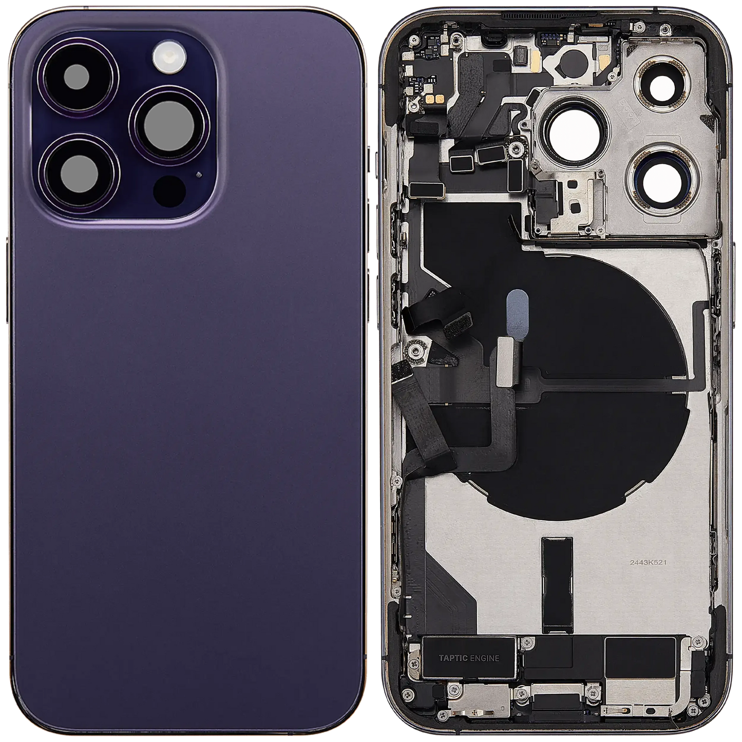Back Housing W/ Charging Port Flex & Small Parts For iPhone 14 Pro (US Version) (Pull) (Deep Purple)