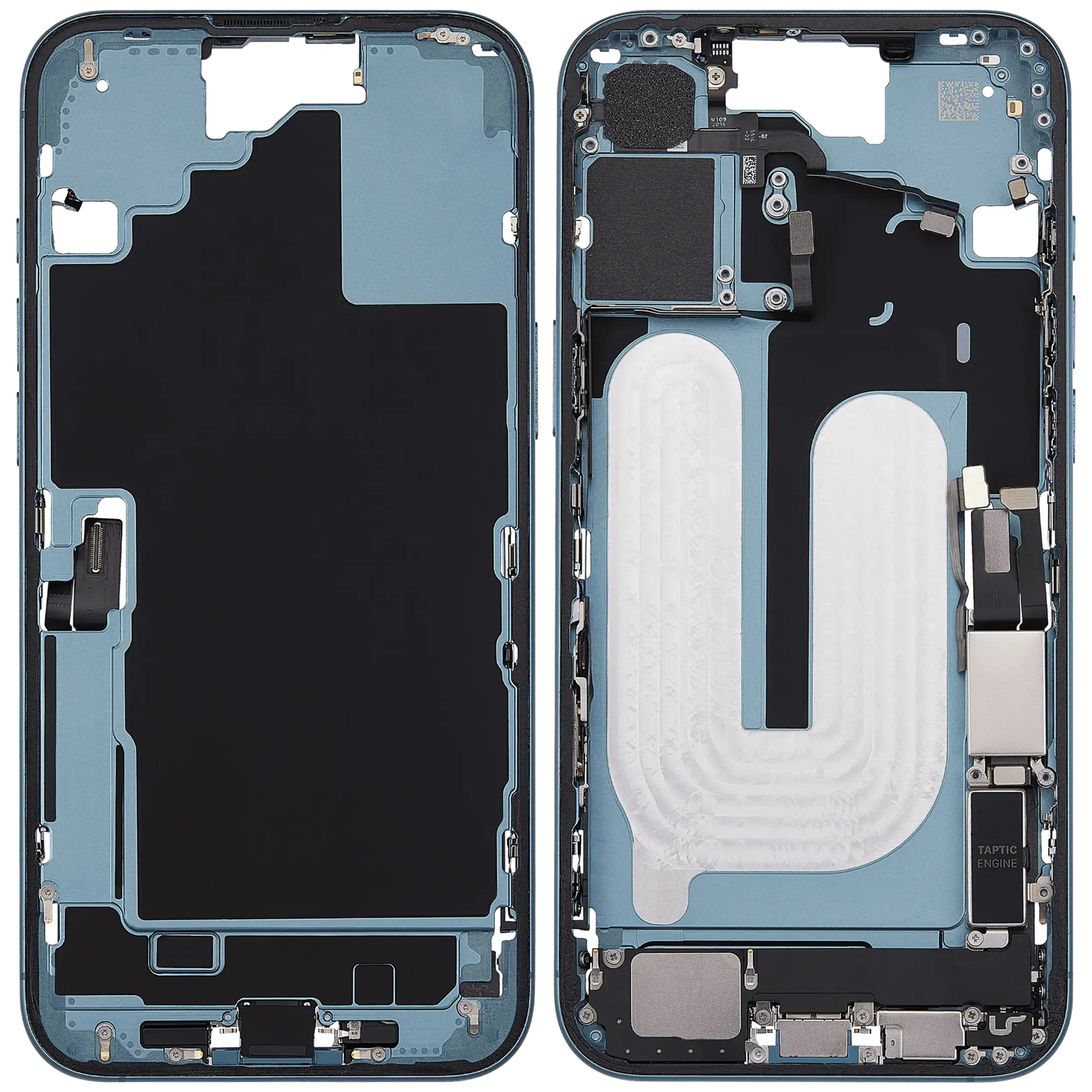 Mid-Frame Housing W/ Charging Port Flex & Small Parts For iPhone 16 Plus (US Version) (Pull) (Teal)
