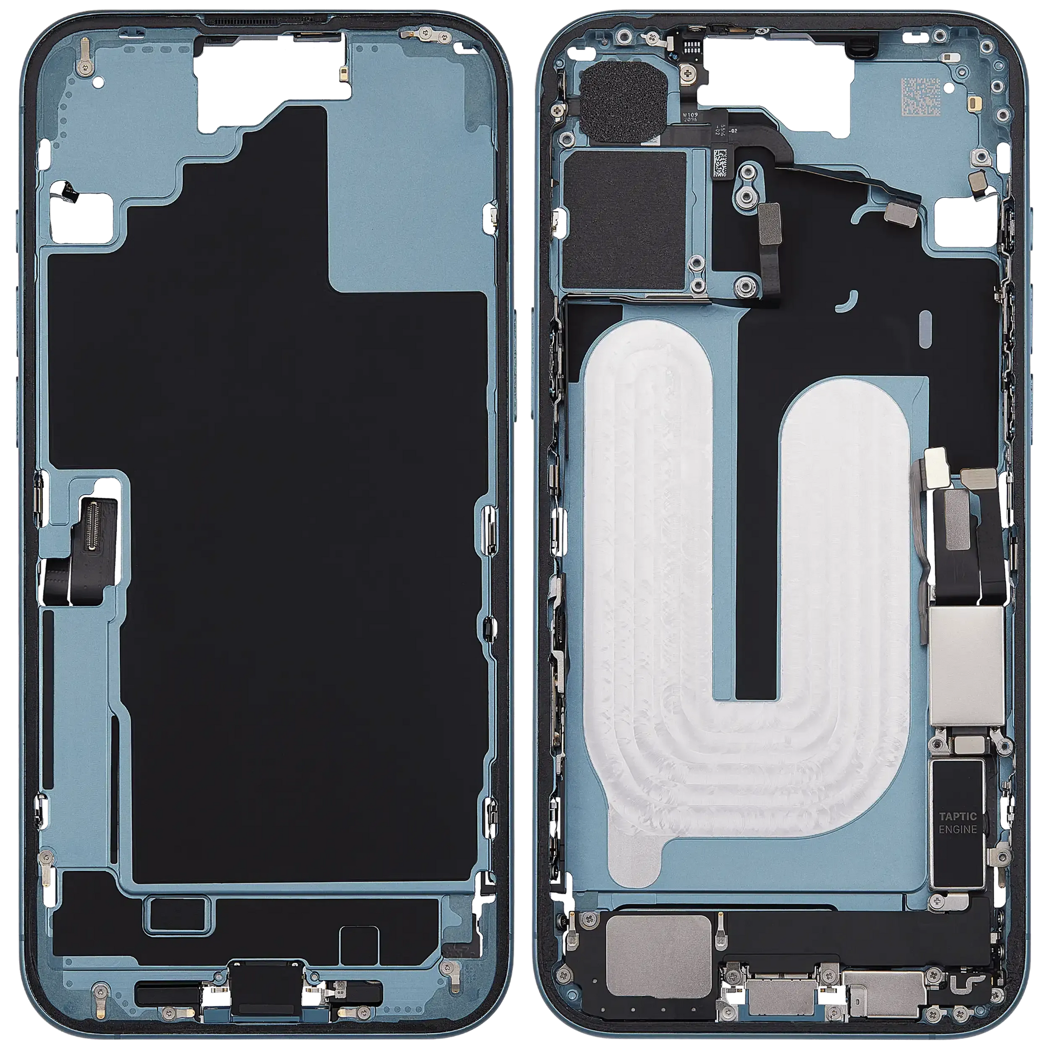 Mid-Frame Housing W/ Charging Port Flex & Small Parts For iPhone 16 Plus (US Version) (Pull) (Teal)