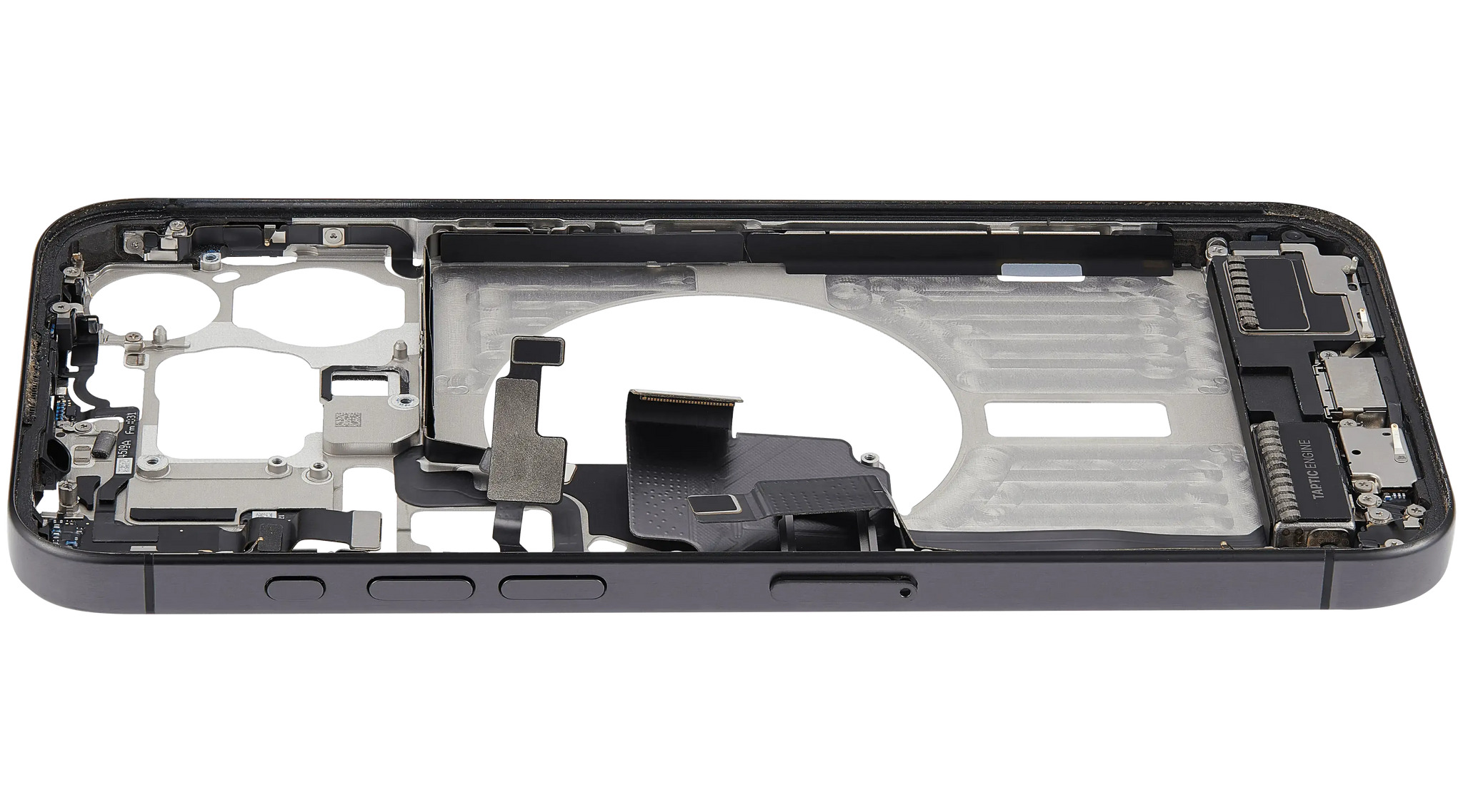 Mid-Frame Housing W/ Charging Port Flex & Small Parts For iPhone 15 Pro Max (EU / Global Version) (Pull) (Black Titanium)