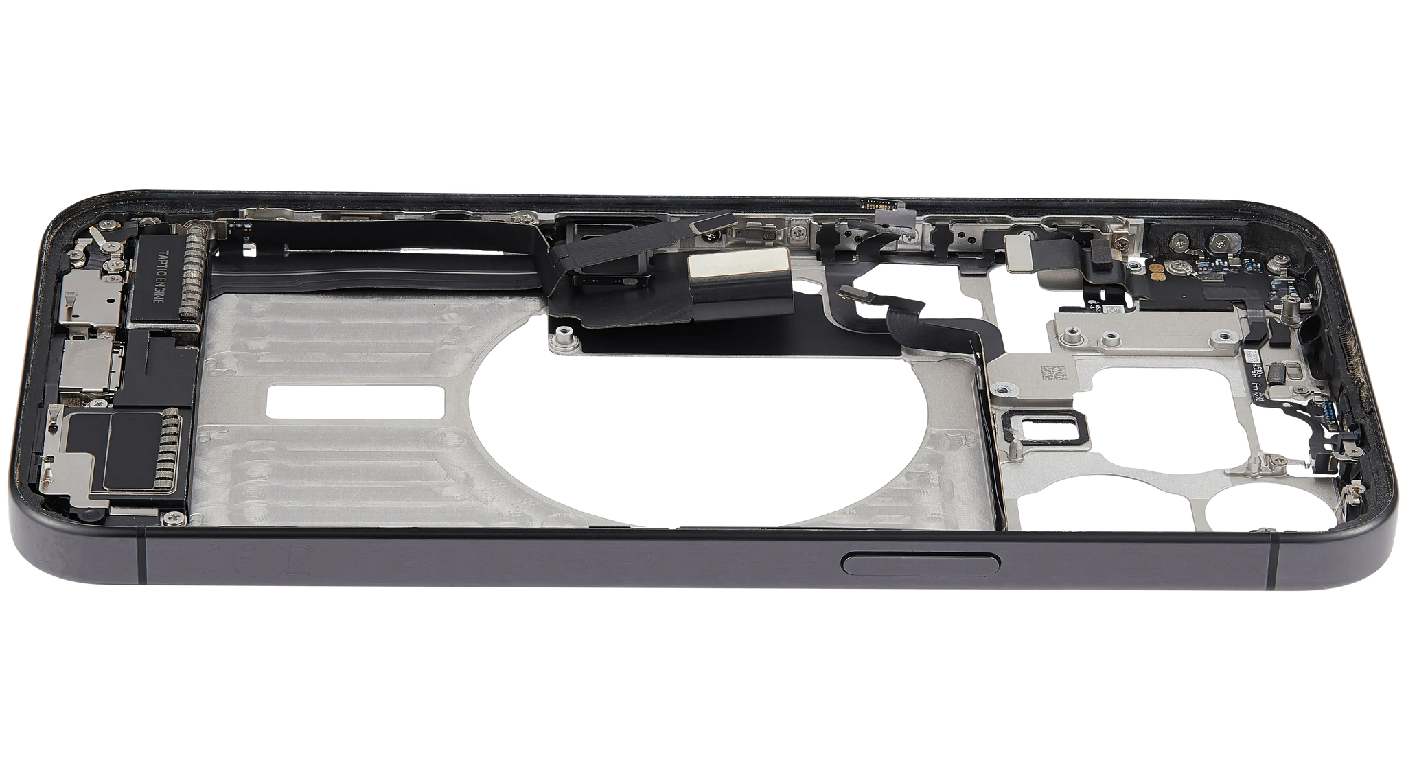 Mid-Frame Housing W/ Charging Port Flex & Small Parts For iPhone 15 Pro Max (EU / Global Version) (Pull) (Black Titanium)