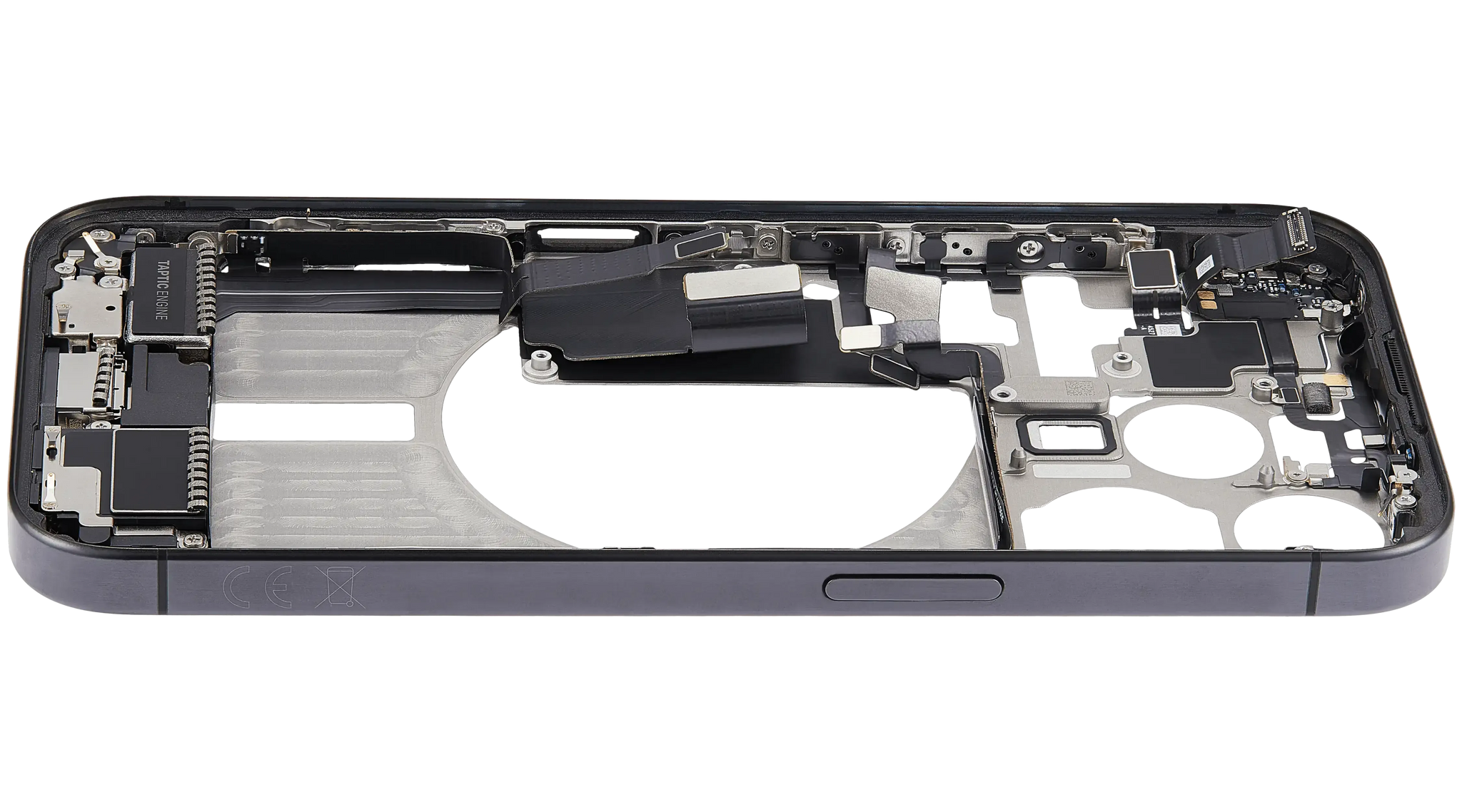 Mid-Frame Housing W/ Charging Port Flex & Small Parts For iPhone 15 Pro (EU / Global Version) (Pull) (Black Titanium)