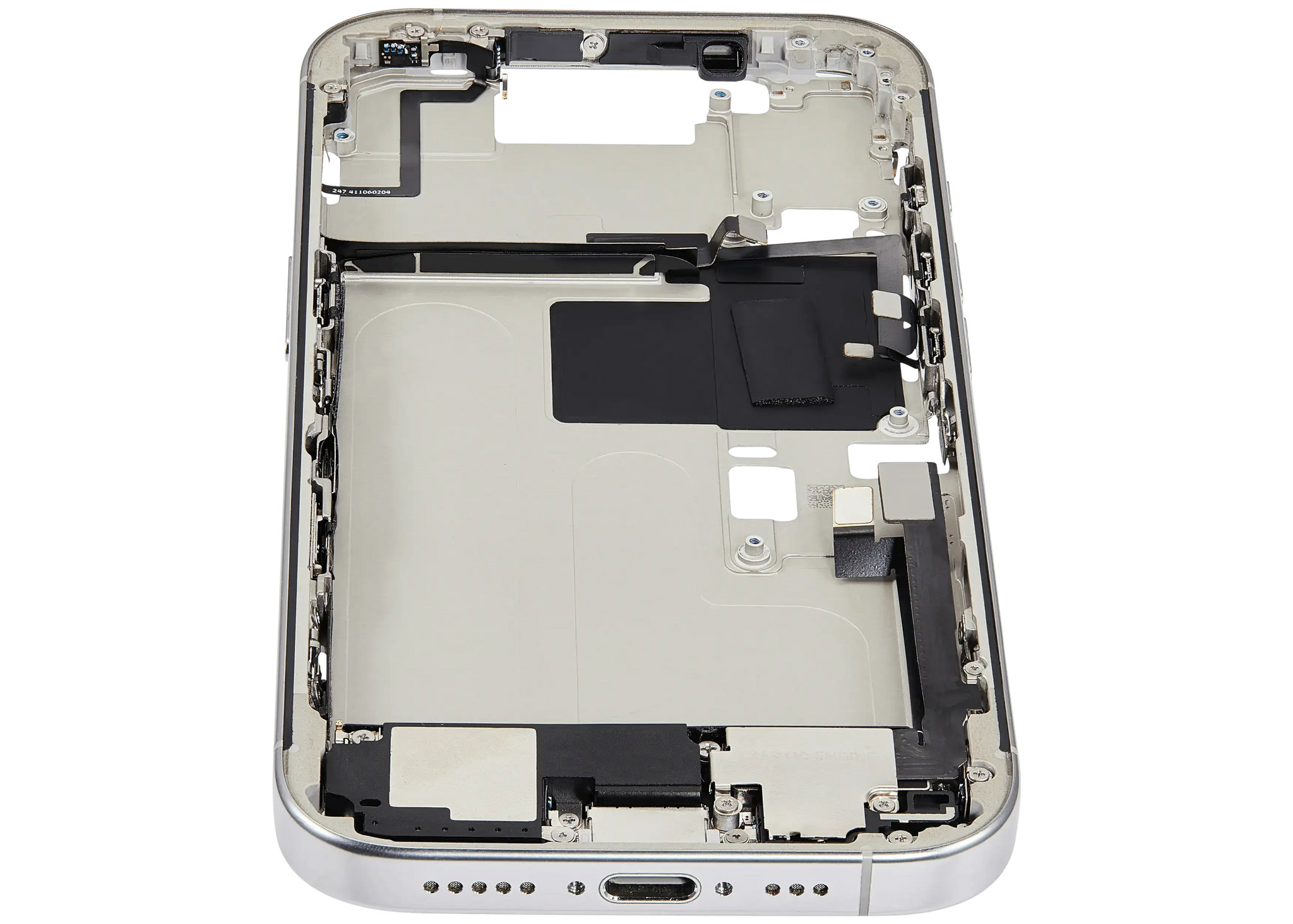 Mid-Frame Housing W/ Charging Port Flex & Small Parts For iPhone 16 Pro (US Version) (Pull) (White Titanium)