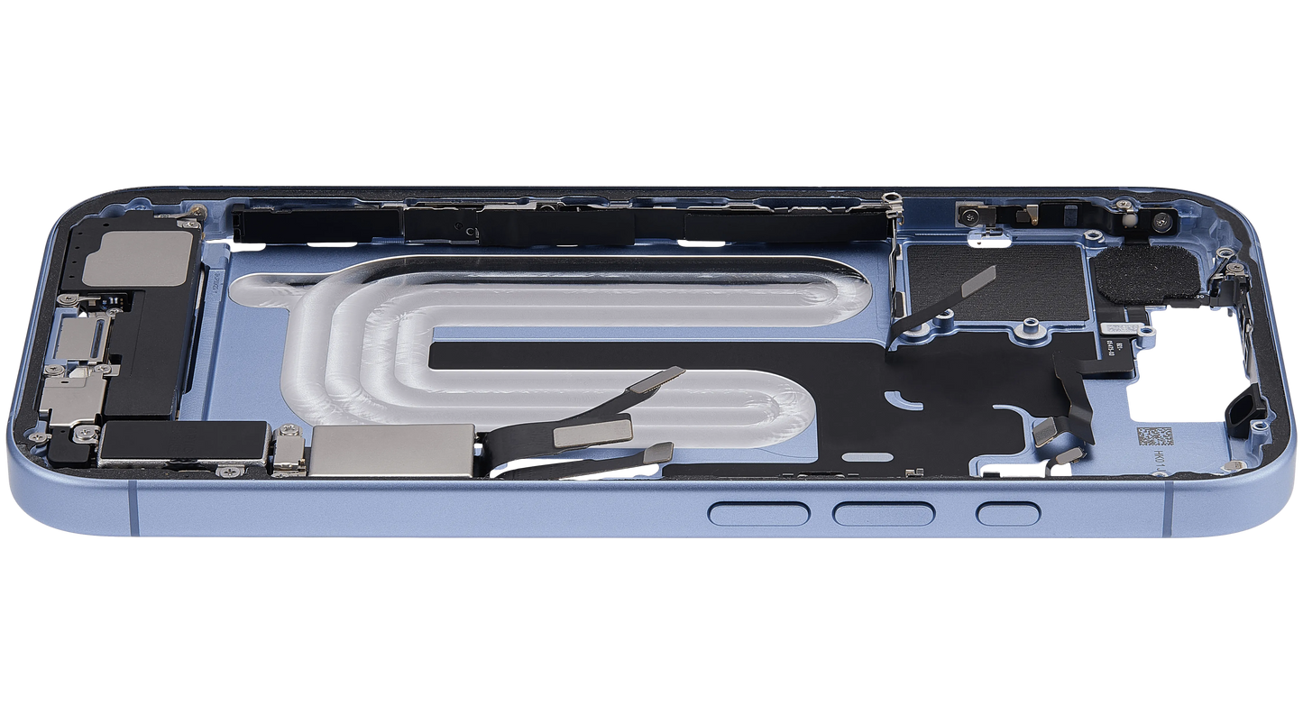Mid-Frame Housing W/ Charging Port Flex & Small Parts For iPhone 17 (US Version) (Pull) (Mist Blue)